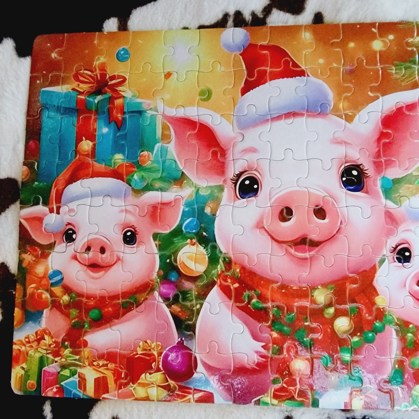 Christmas Pigs Handmade Jigsaw Puzzle
