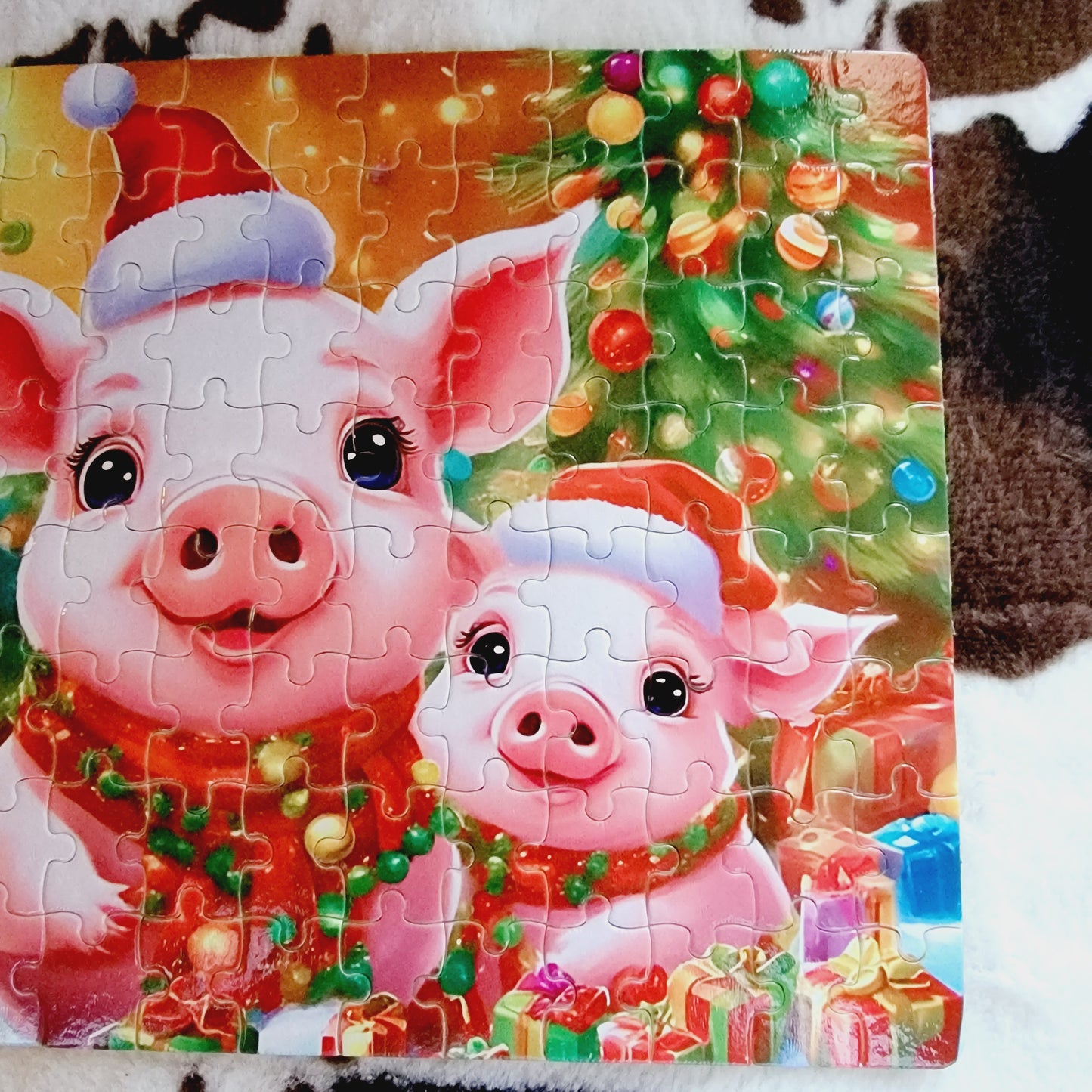 Christmas Pigs Handmade Jigsaw Puzzle