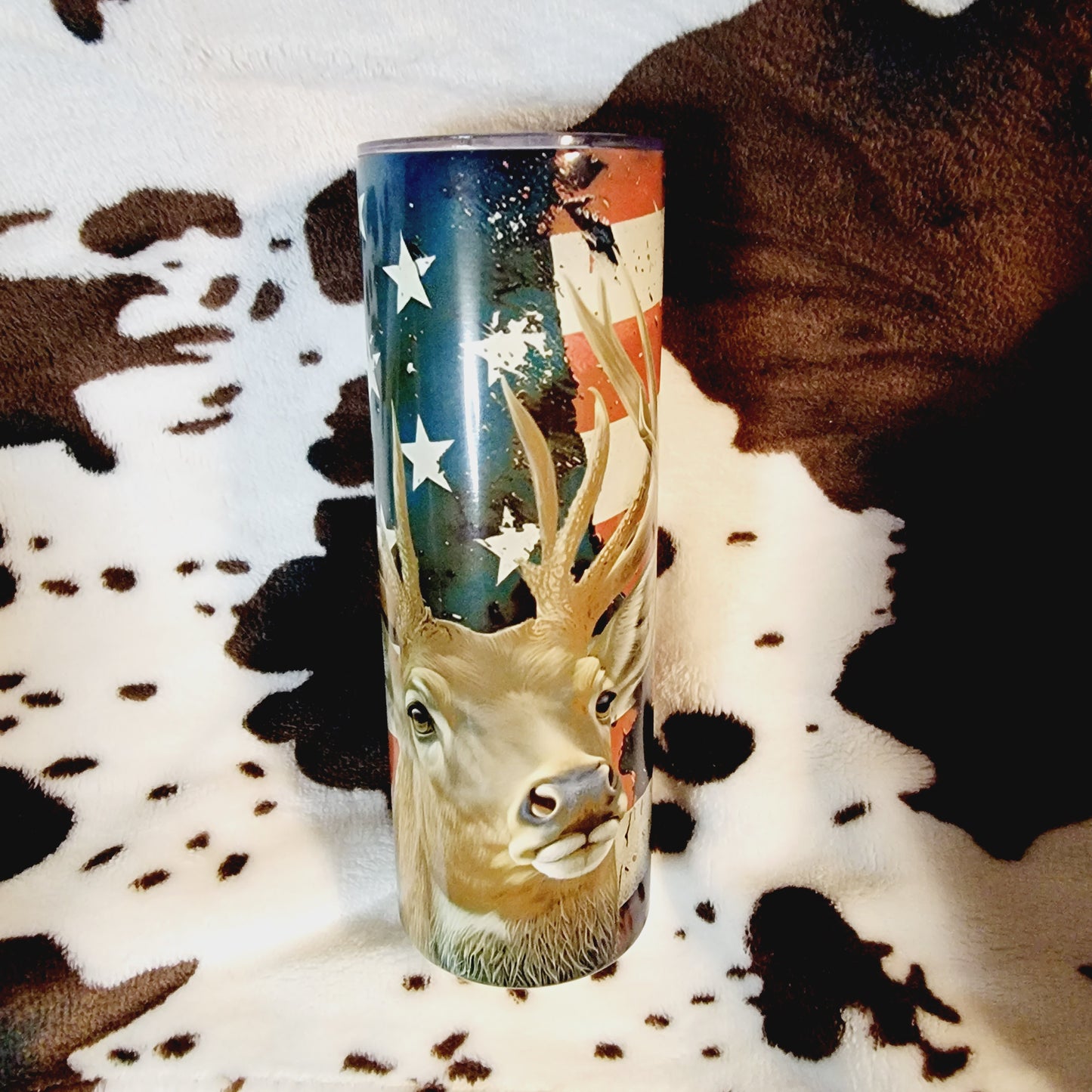 Deer USA Flag 20oz Skinny Tumbler