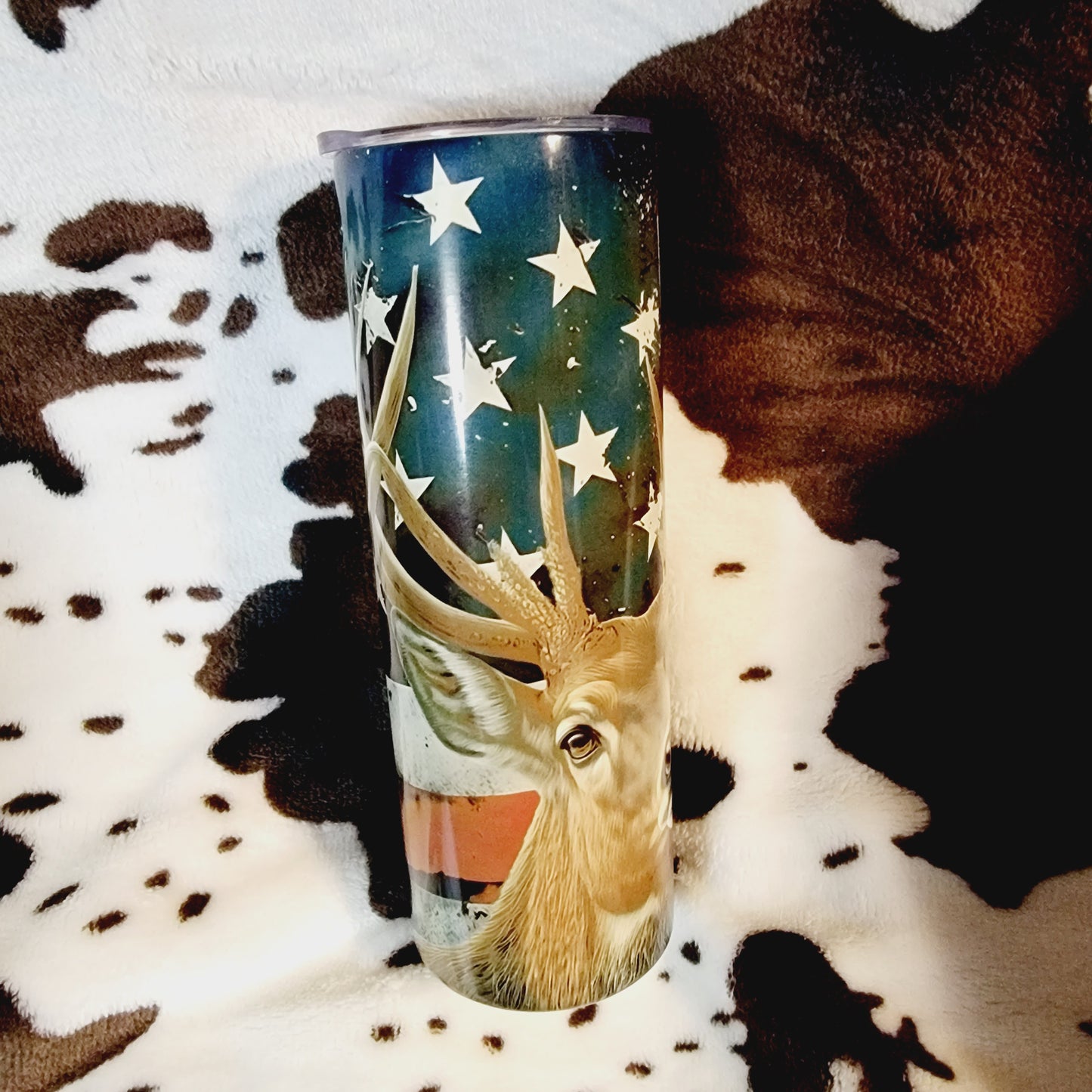 Deer USA Flag 20oz Skinny Tumbler