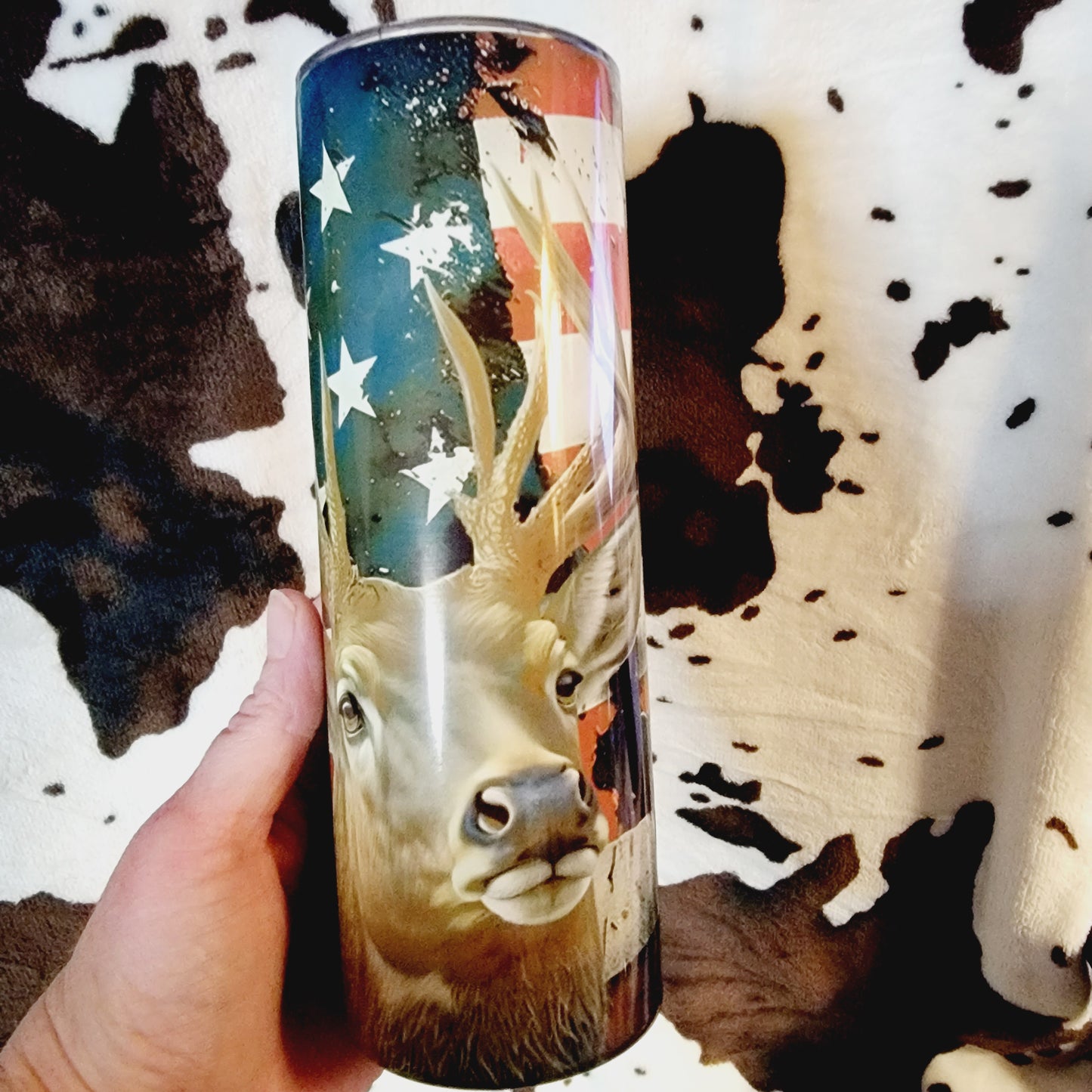 Deer USA Flag 20oz Skinny Tumbler