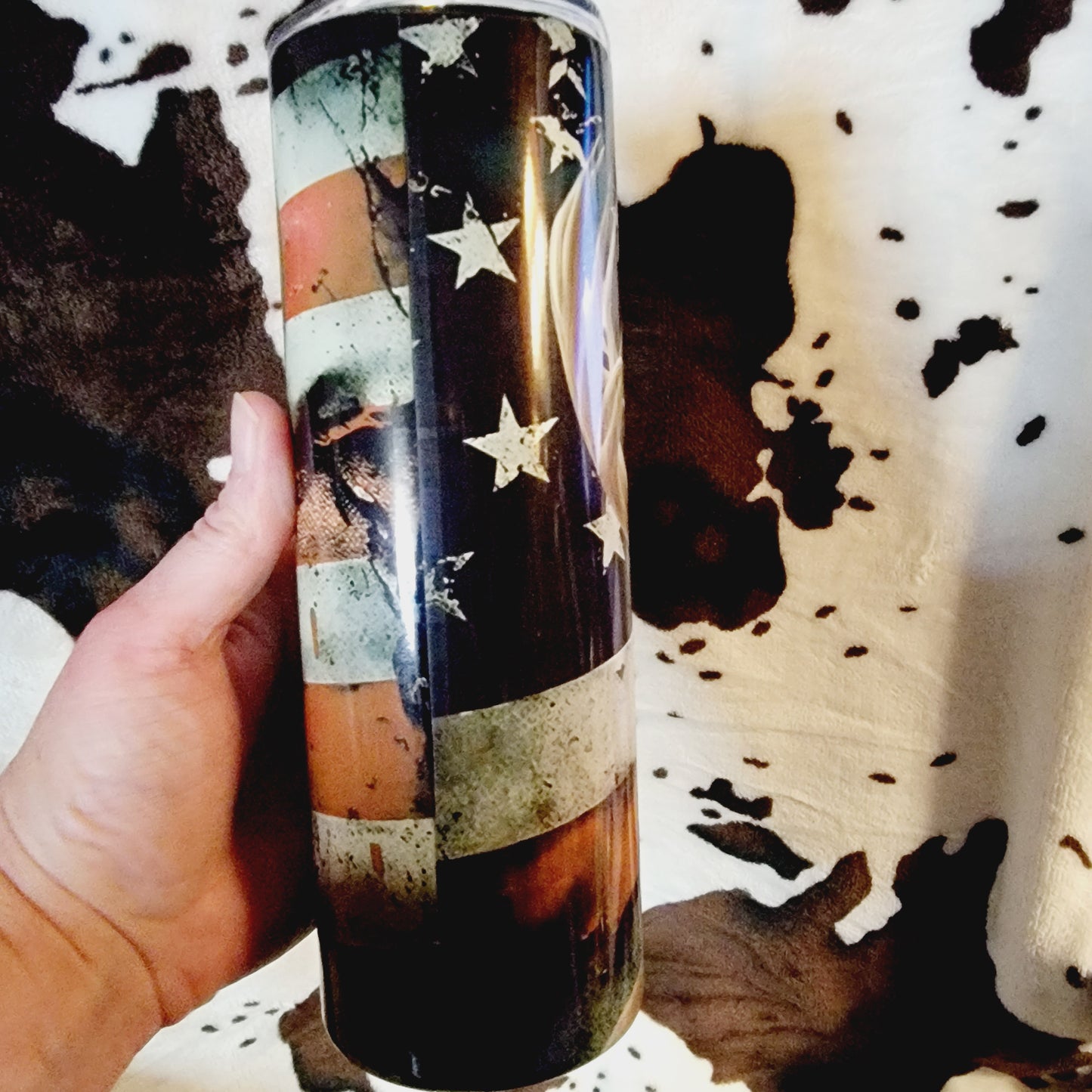 Deer USA Flag 20oz Skinny Tumbler