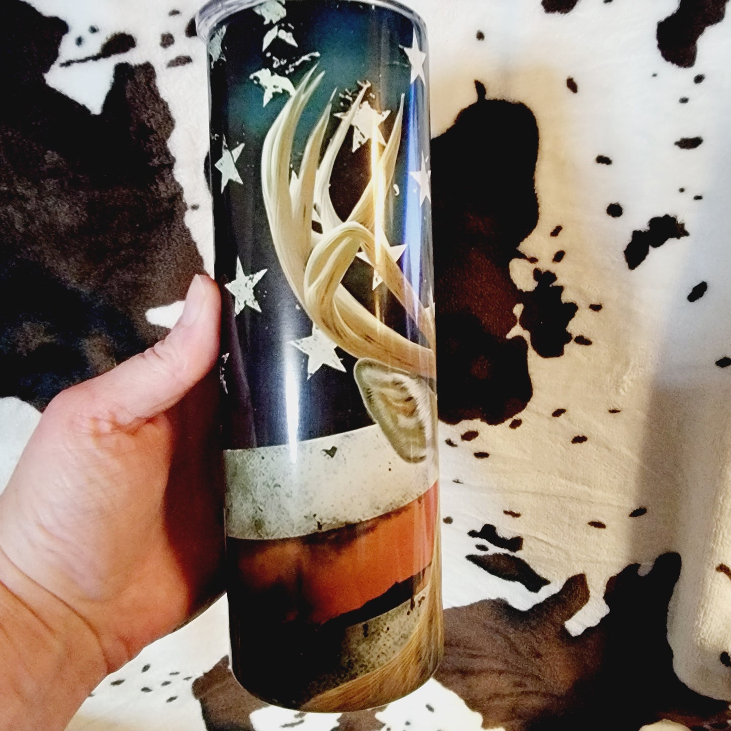 Deer USA Flag 20oz Skinny Tumbler