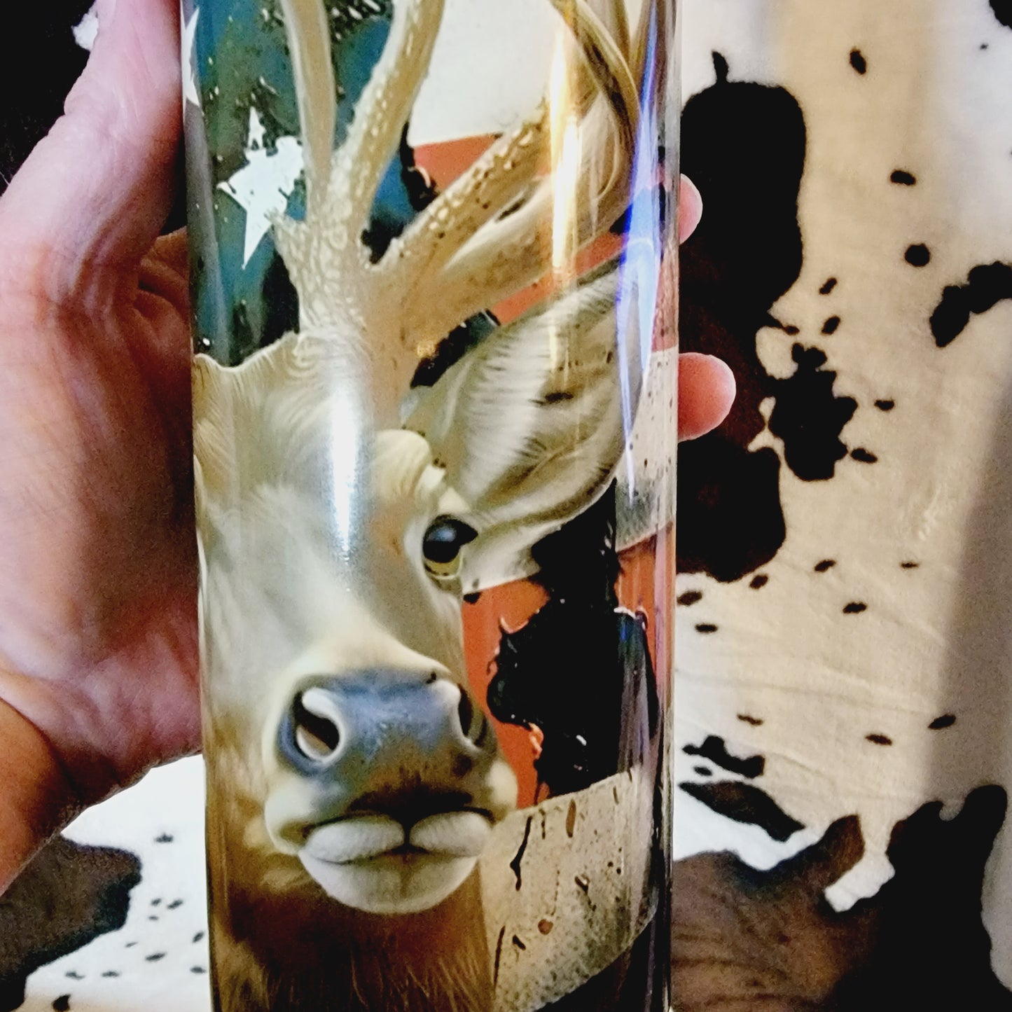 Deer USA Flag 20oz Skinny Tumbler