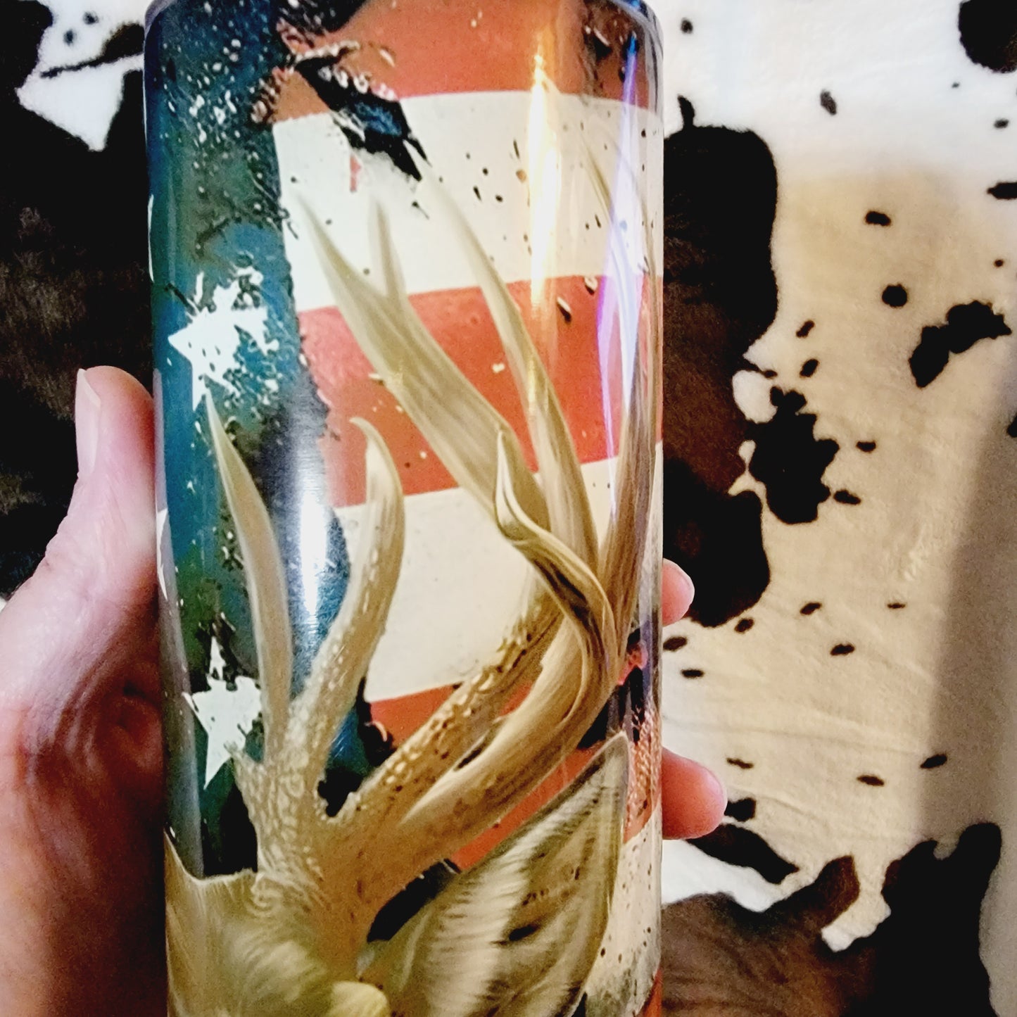 Deer USA Flag 20oz Skinny Tumbler