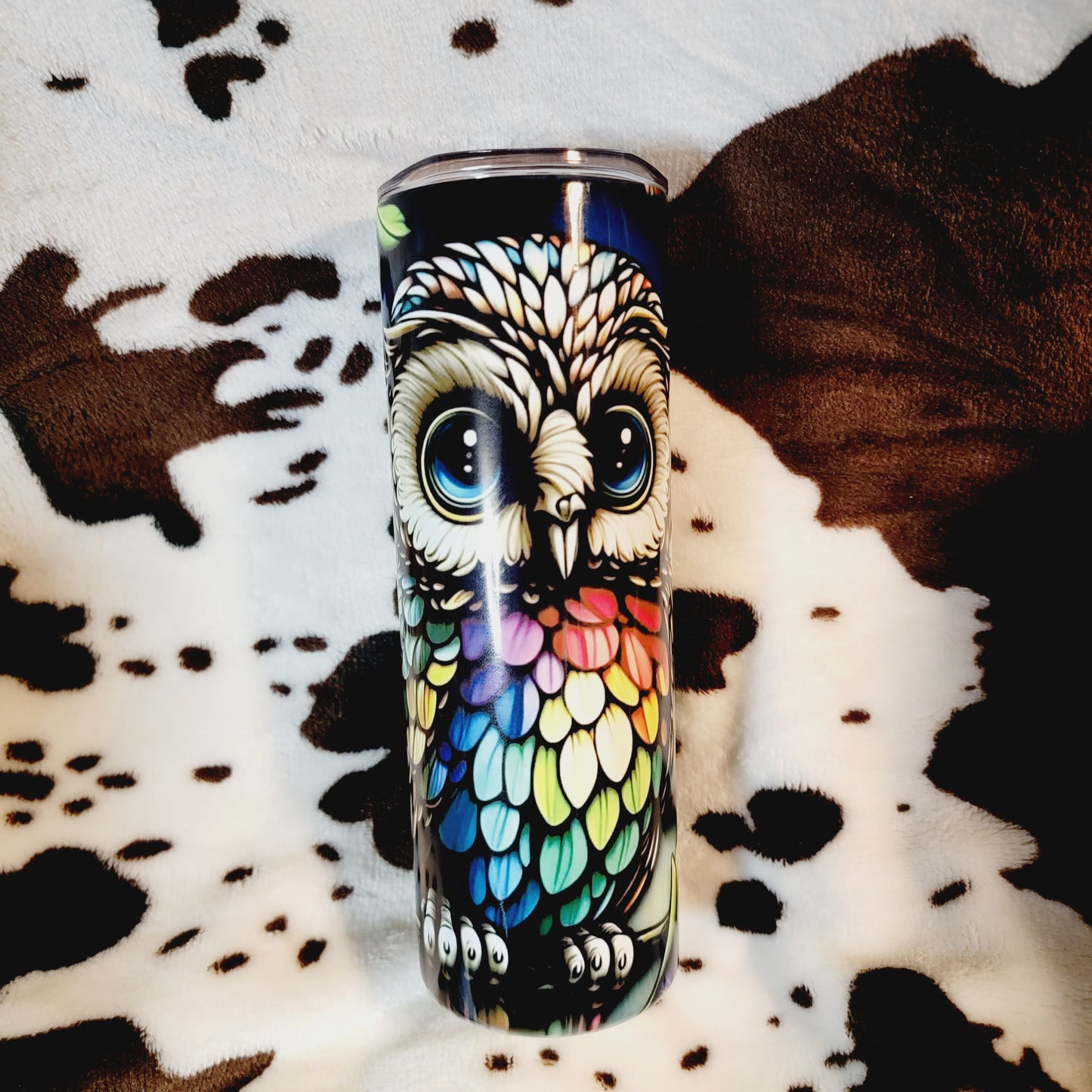 Floral Owl Black 20oz Skinny Tumbler
