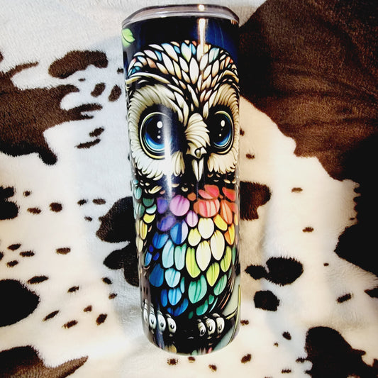 Floral Owl Black 20oz Skinny Tumbler