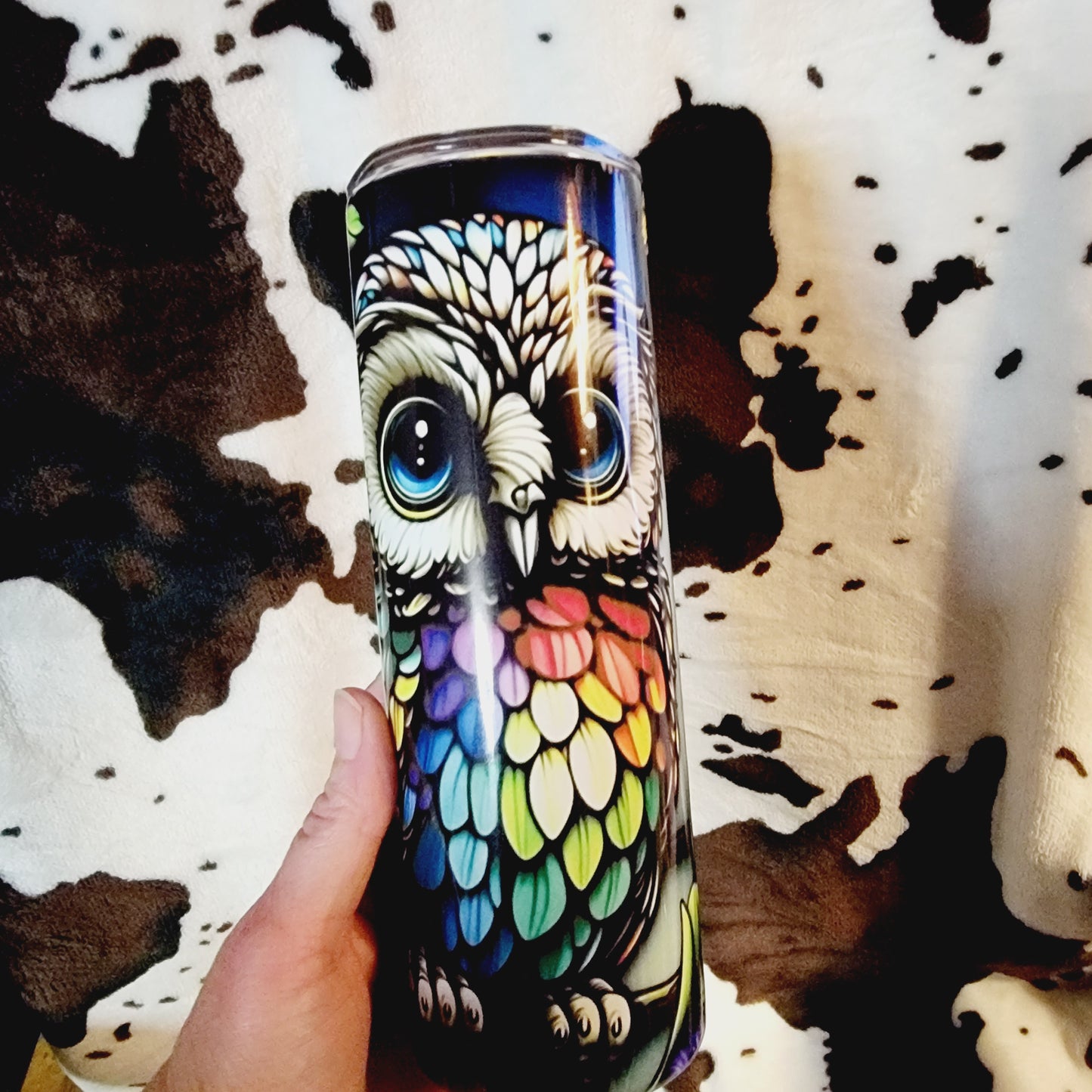 Floral Owl Black 20oz Skinny Tumbler