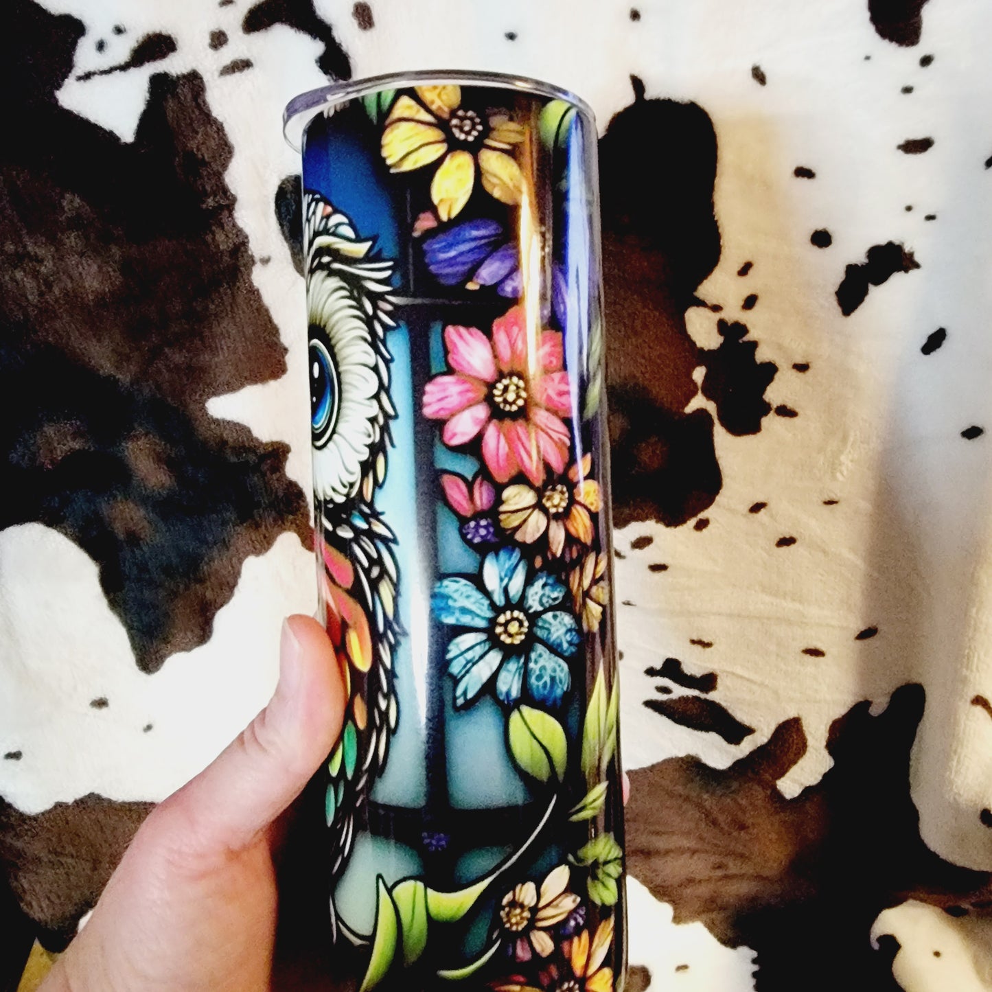 Floral Owl Black 20oz Skinny Tumbler