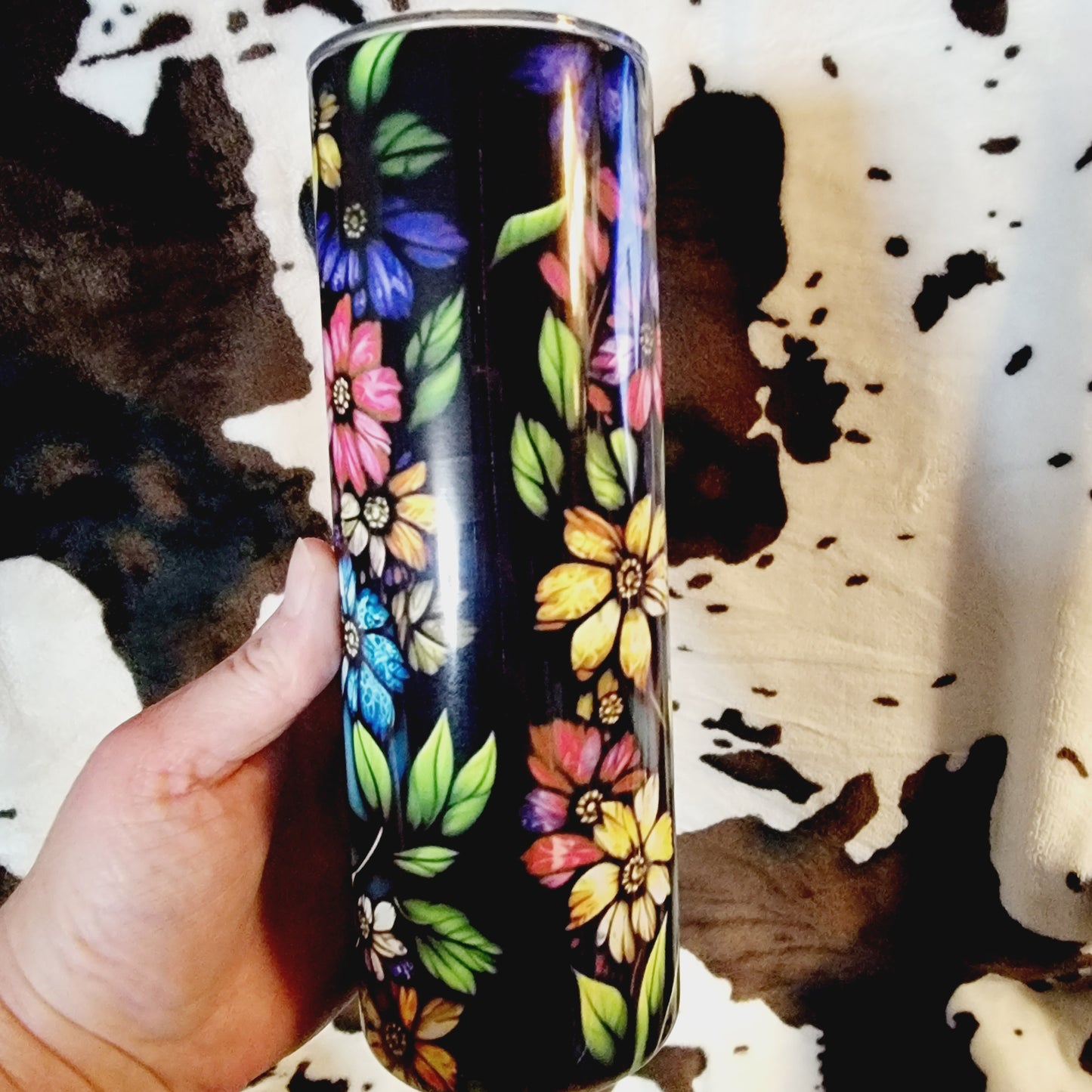Floral Owl Black 20oz Skinny Tumbler