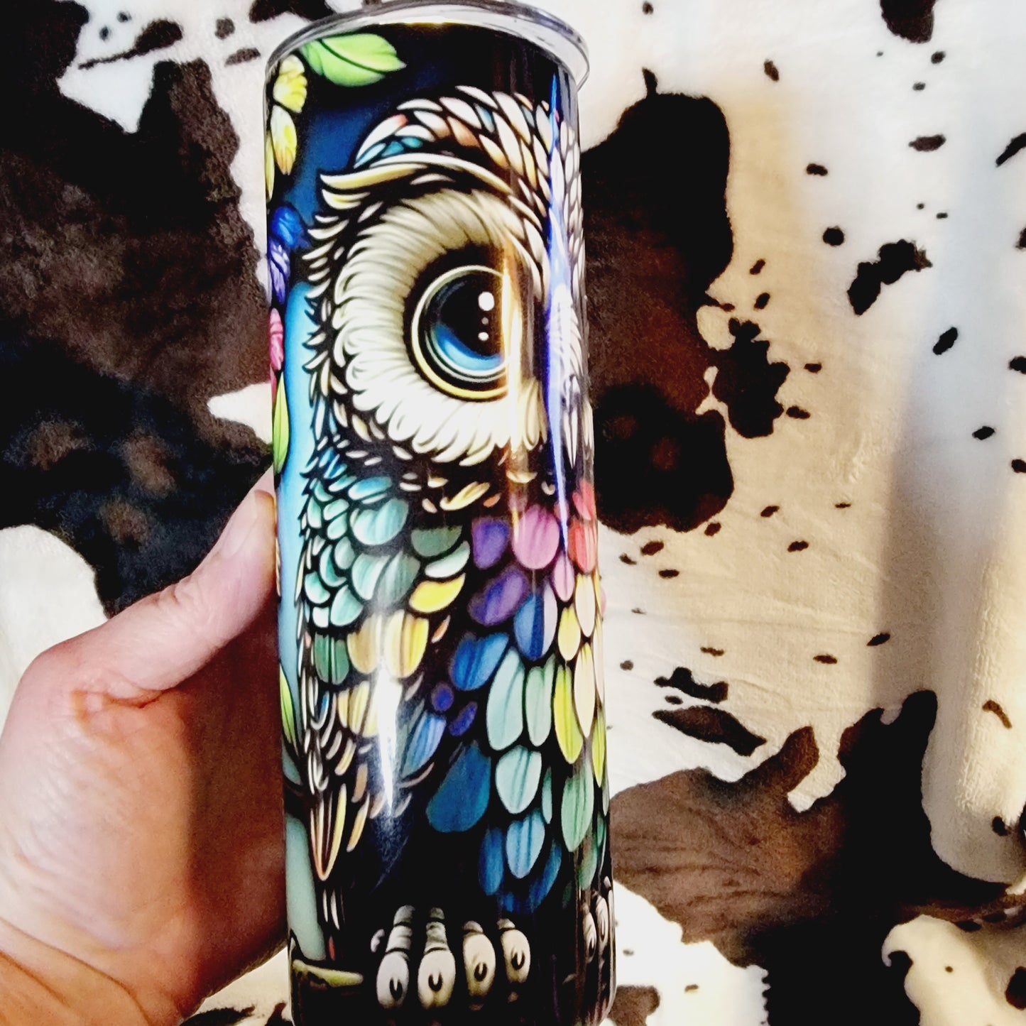 Floral Owl Black 20oz Skinny Tumbler
