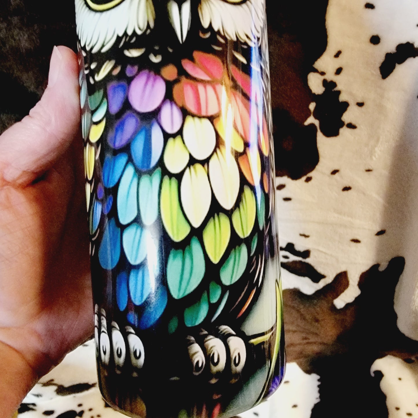 Floral Owl Black 20oz Skinny Tumbler