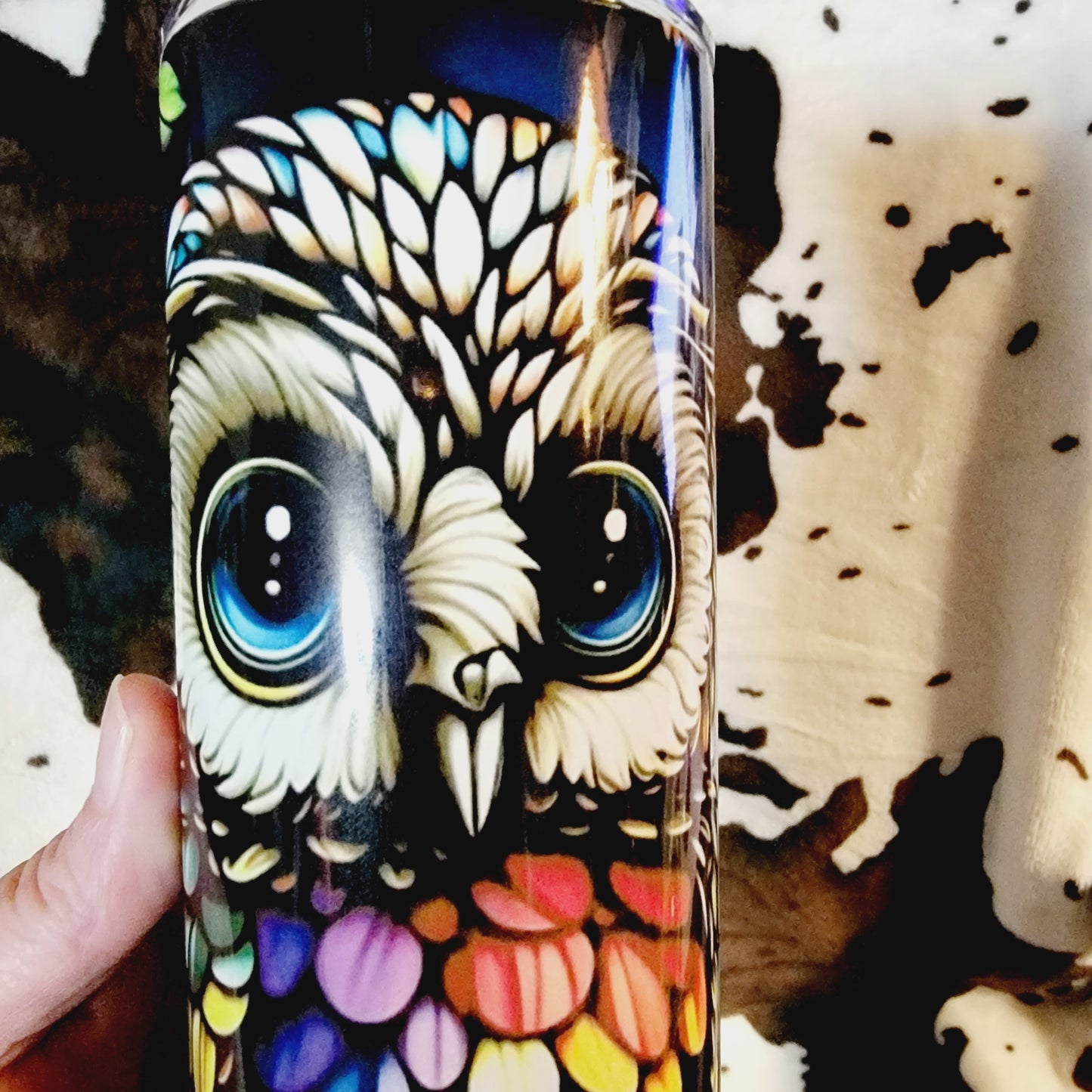 Floral Owl Black 20oz Skinny Tumbler