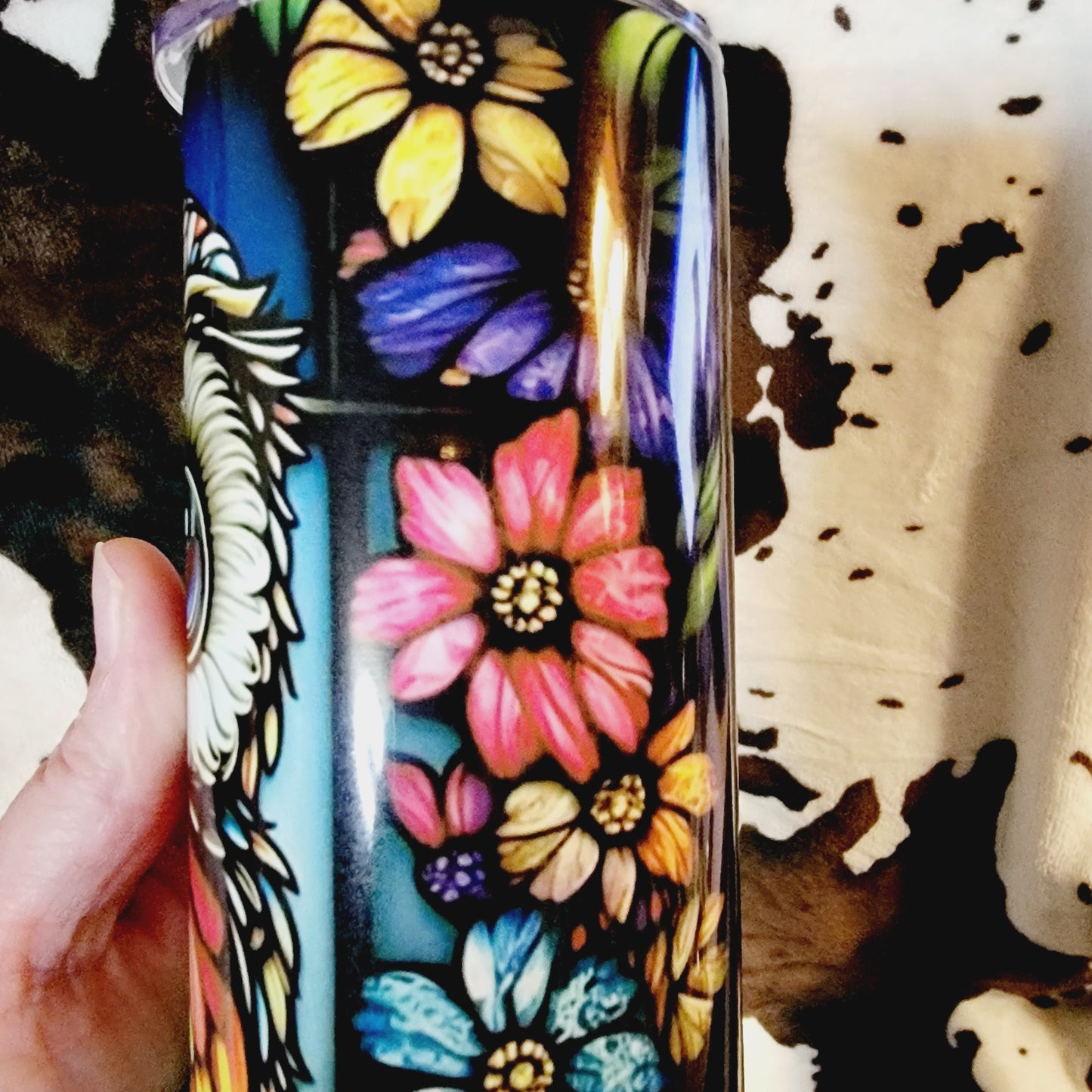Floral Owl Black 20oz Skinny Tumbler