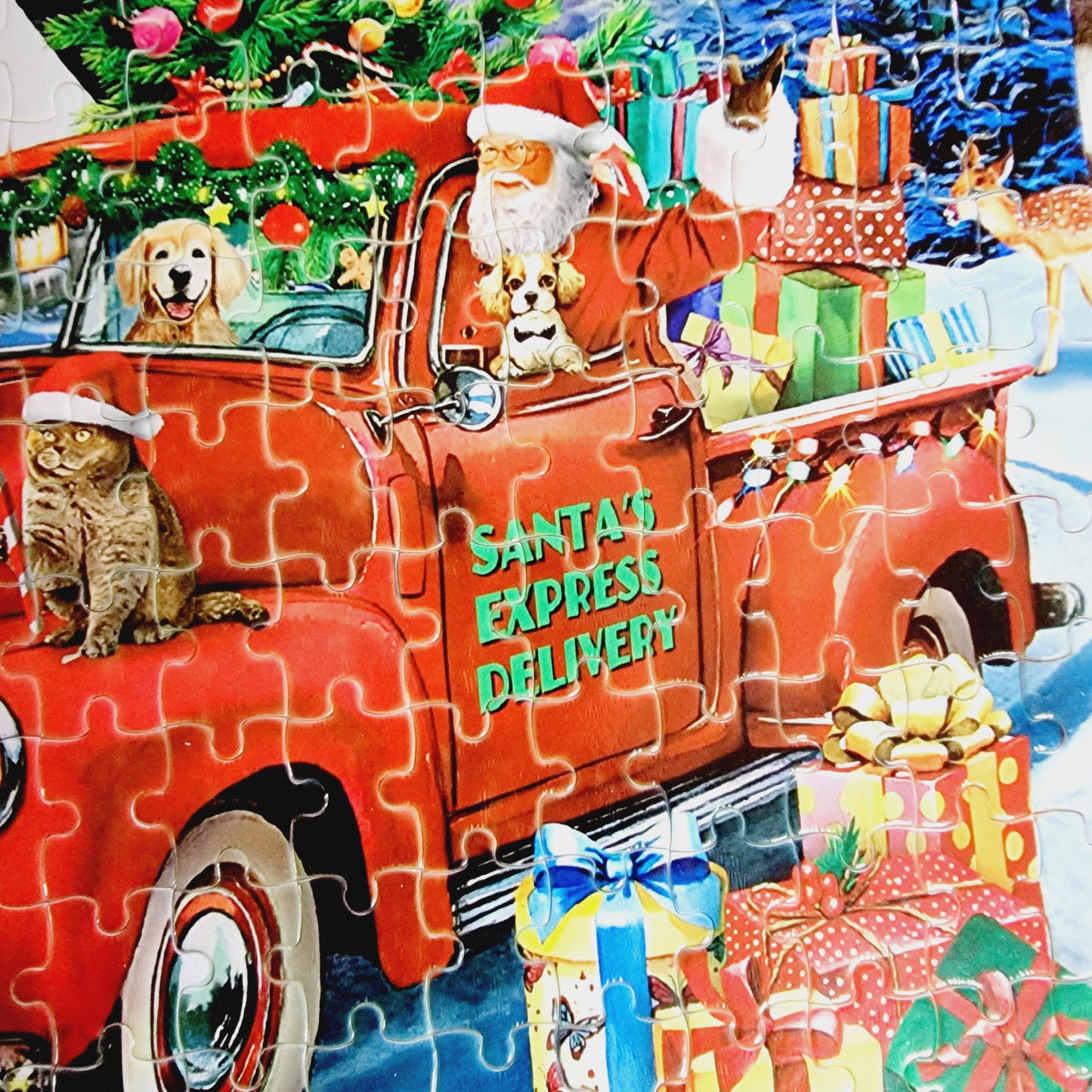 Christmas Animals Old Truck Handmade Jigsaw Puzzle