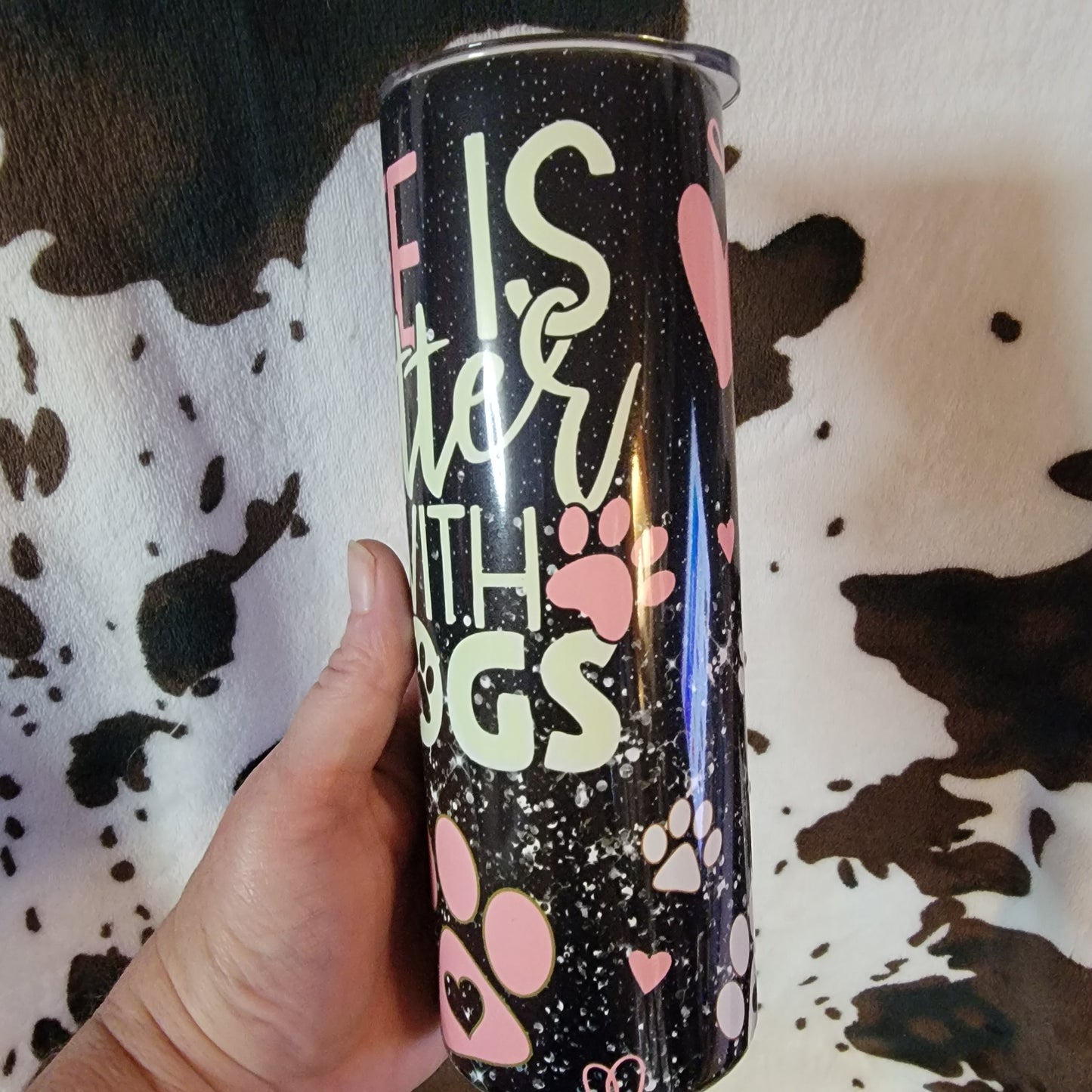 Life Is Better With Dogs Black 20oz Skinny Tumbler