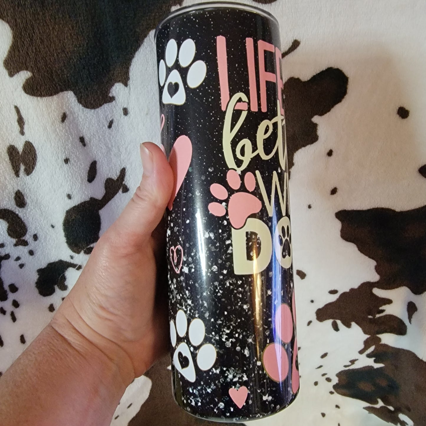 Life Is Better With Dogs Black 20oz Skinny Tumbler
