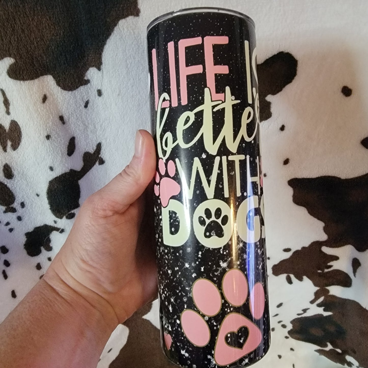 Life Is Better With Dogs Black 20oz Skinny Tumbler