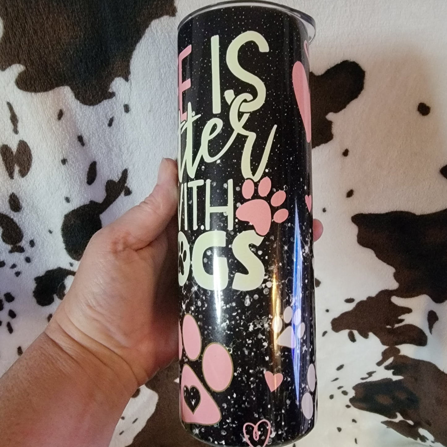 Life Is Better With Dogs Black 20oz Skinny Tumbler