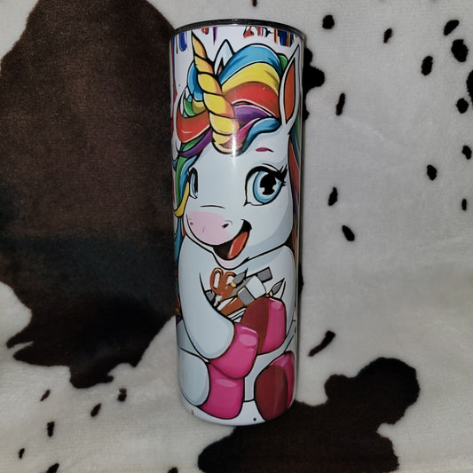 Unicorn Paint 20oz Skinny Tumbler