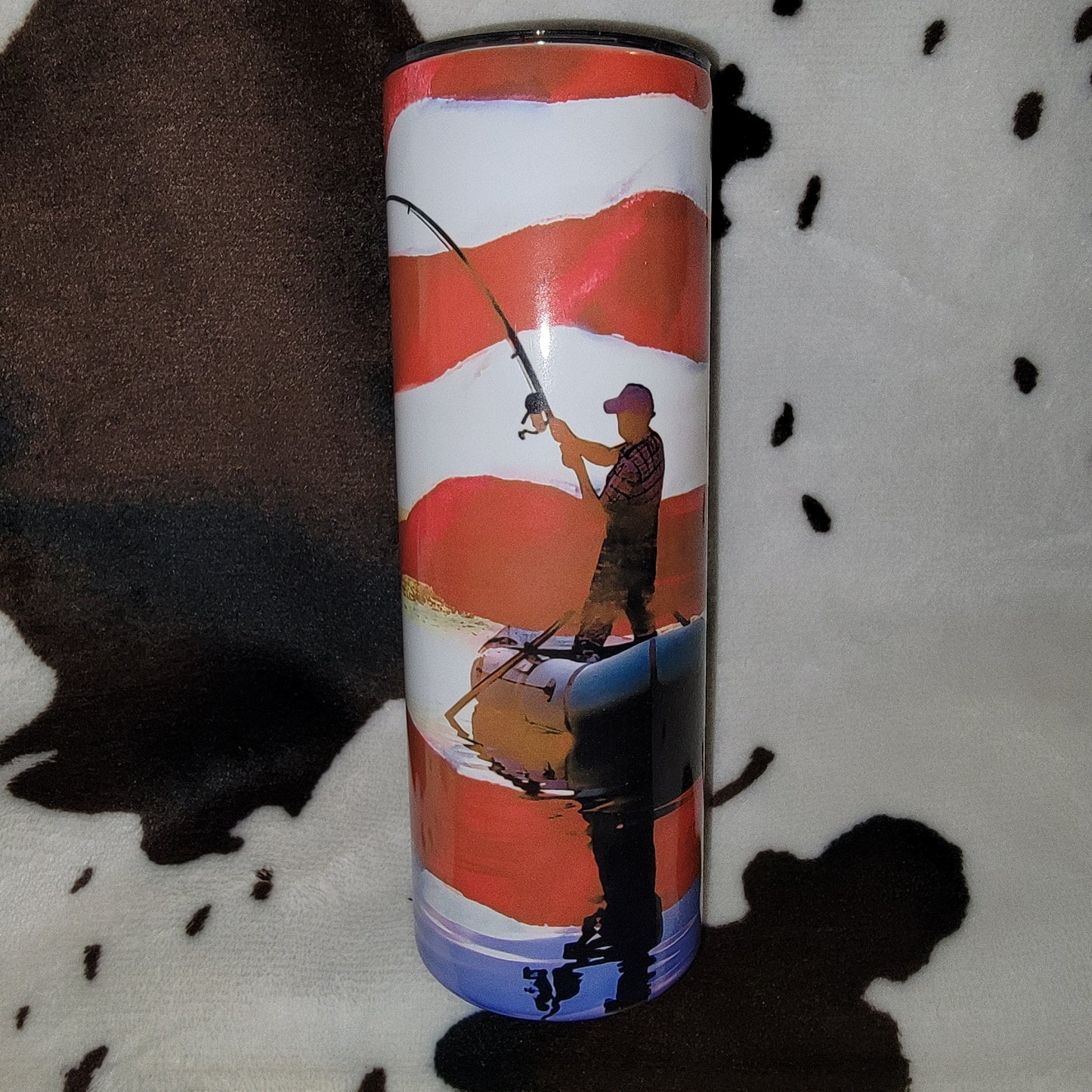 American Flag Fisherman 20oz Skinny Tumbler