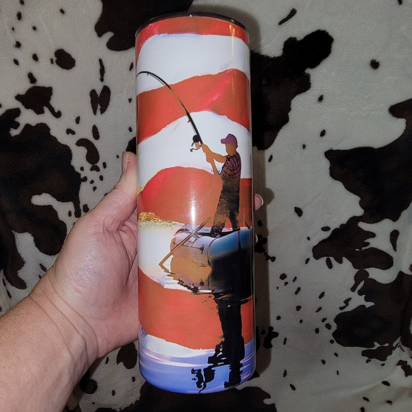American Flag Fisherman 20oz Skinny Tumbler