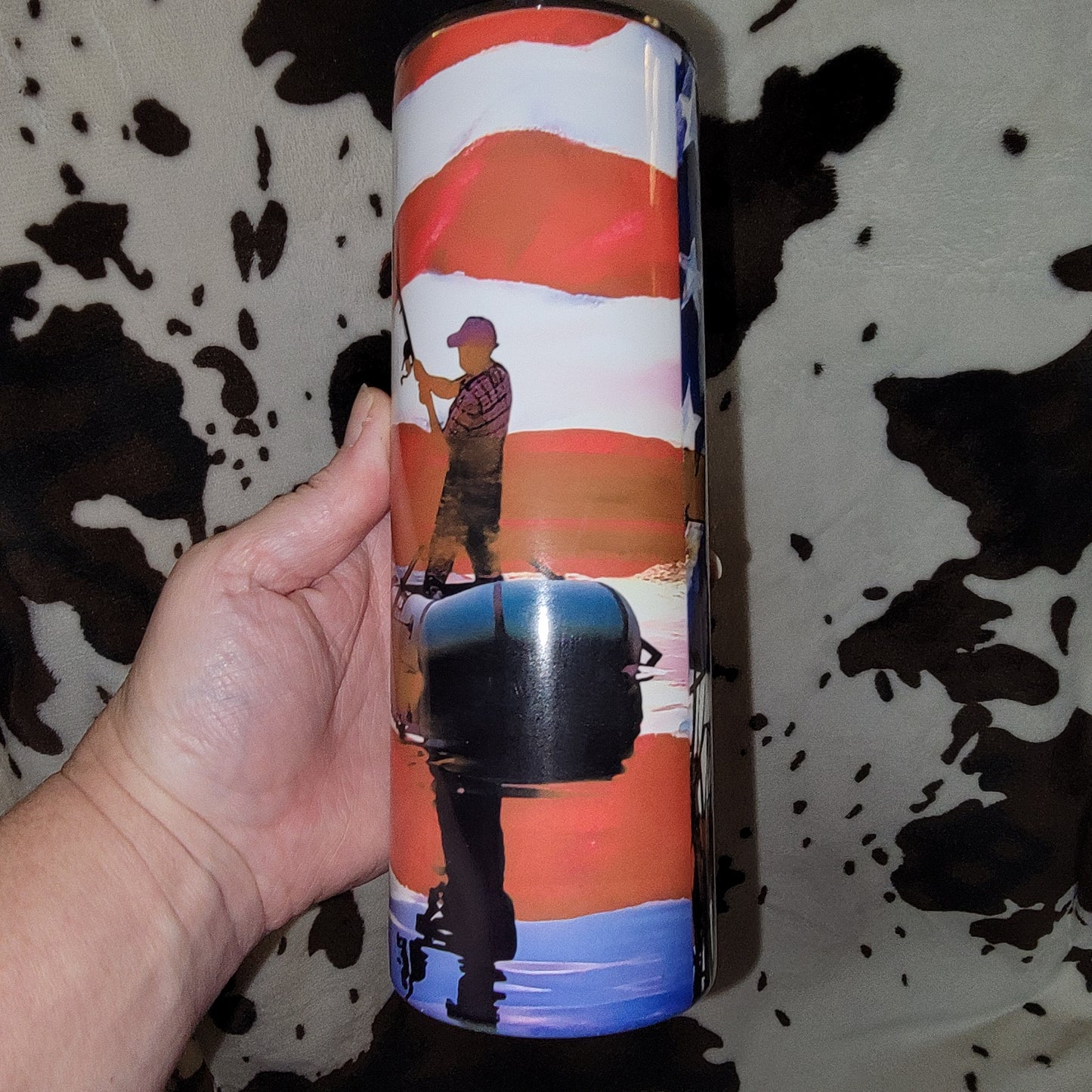 American Flag Fisherman 20oz Skinny Tumbler
