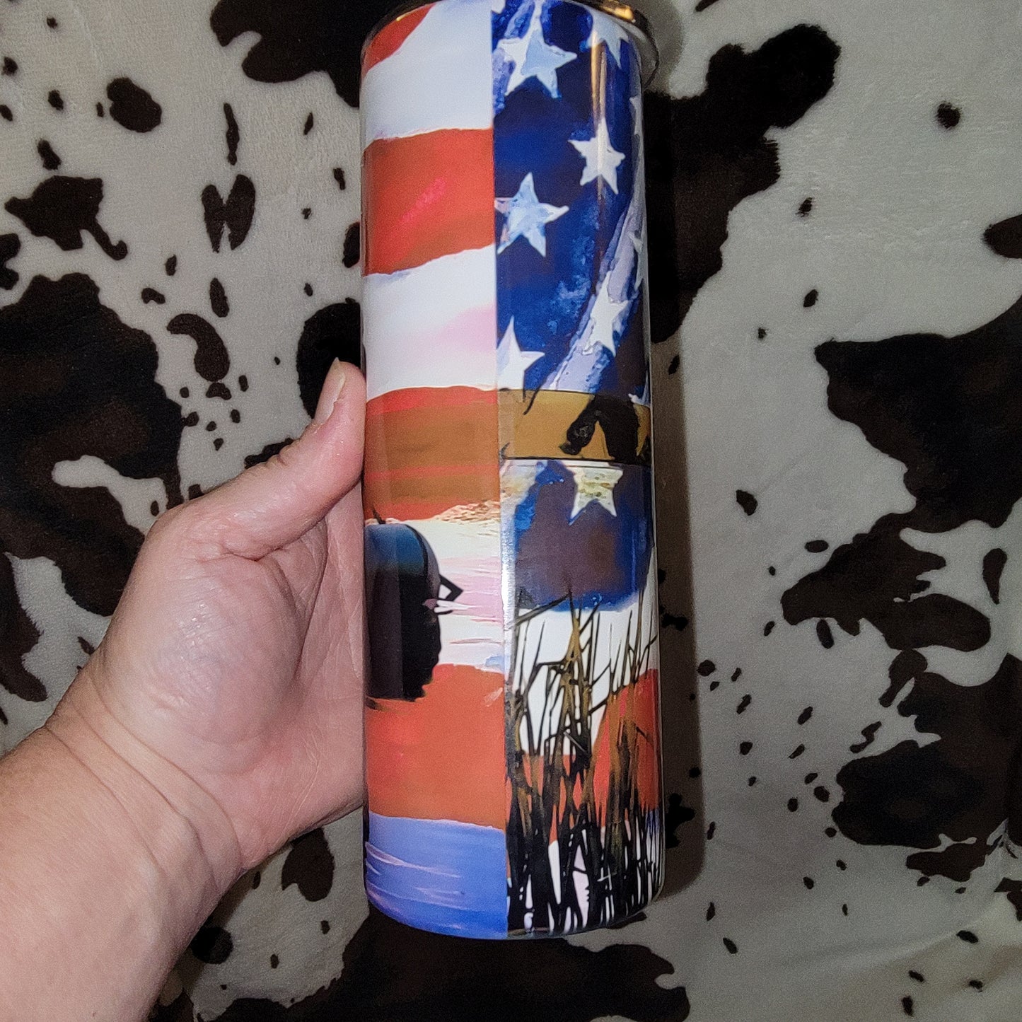 American Flag Fisherman 20oz Skinny Tumbler