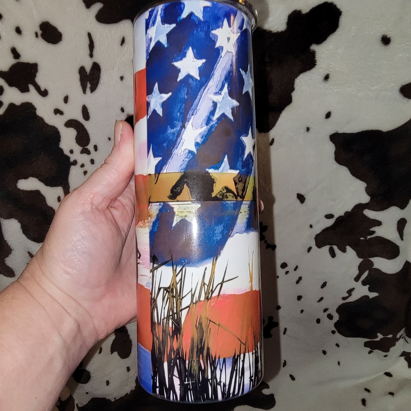 American Flag Fisherman 20oz Skinny Tumbler