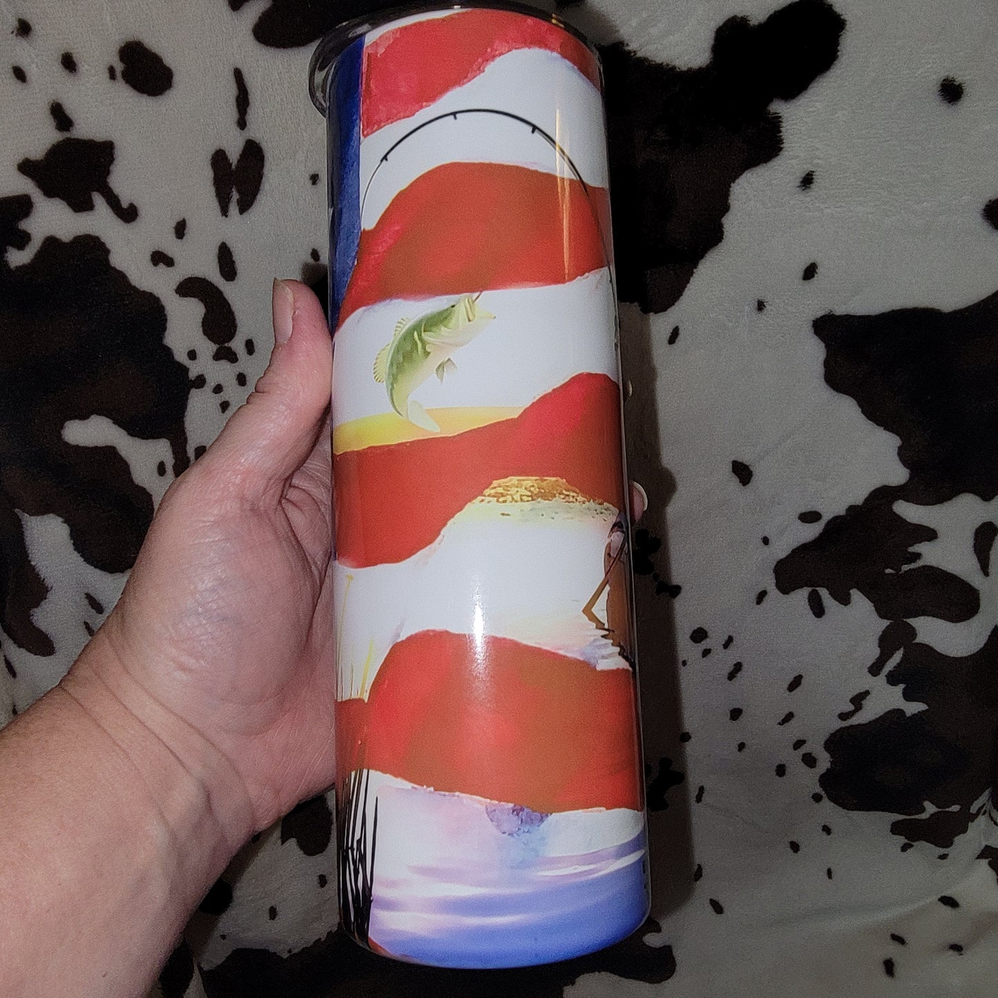 American Flag Fisherman 20oz Skinny Tumbler