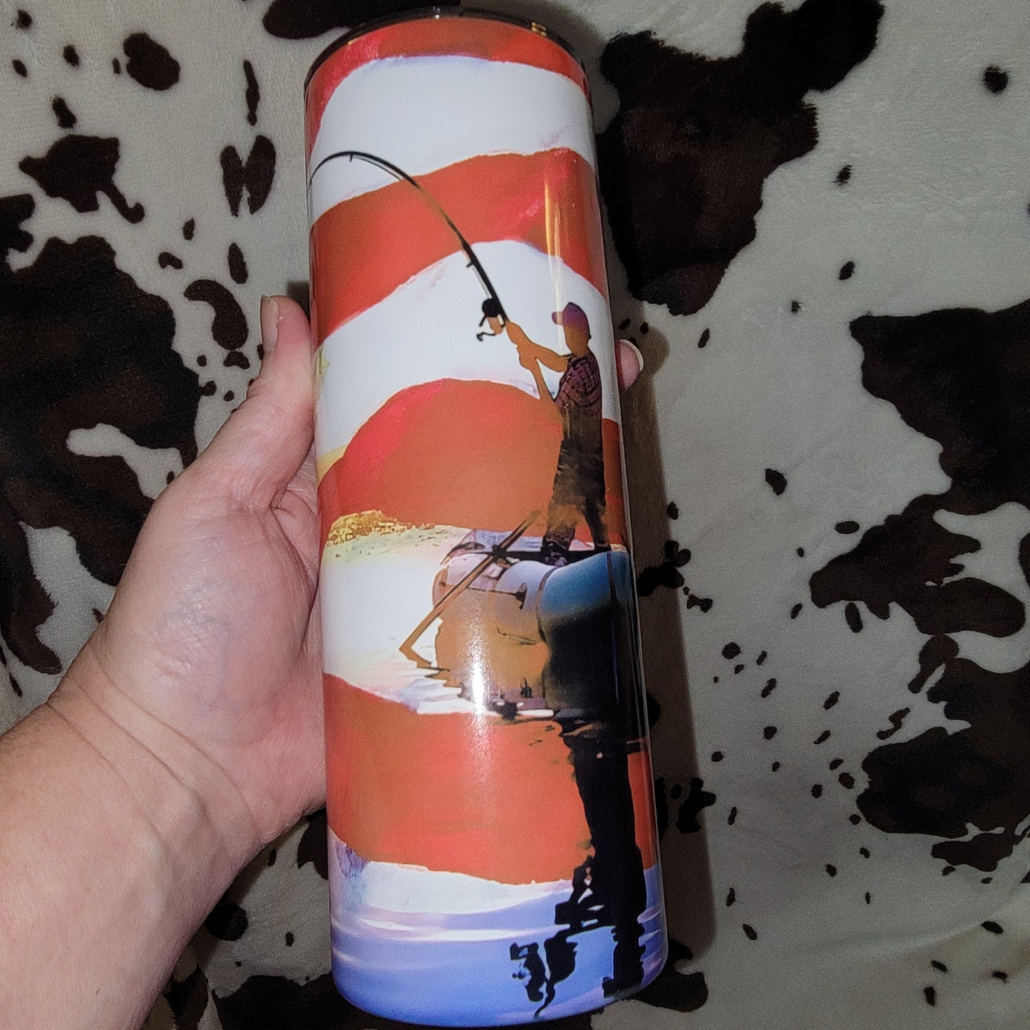American Flag Fisherman 20oz Skinny Tumbler