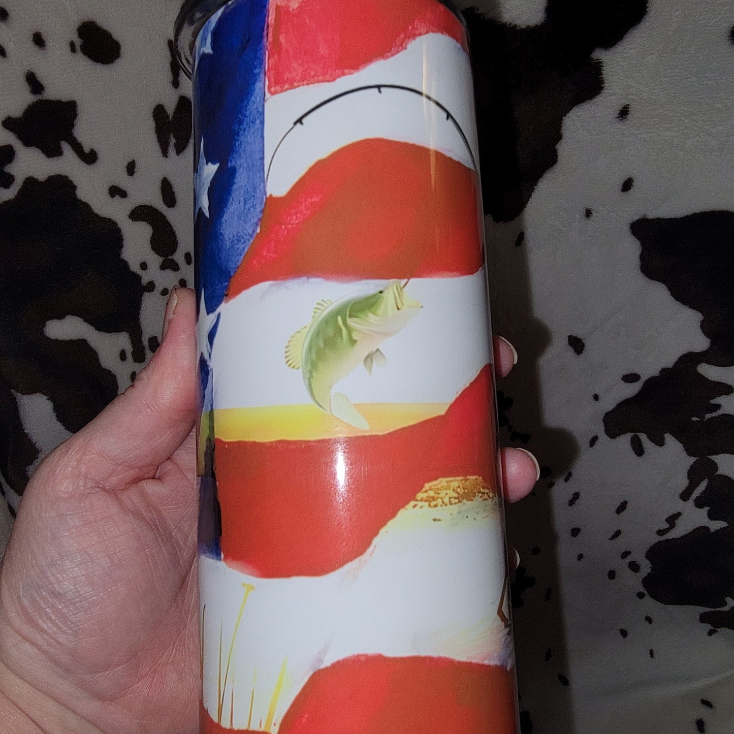 American Flag Fisherman 20oz Skinny Tumbler