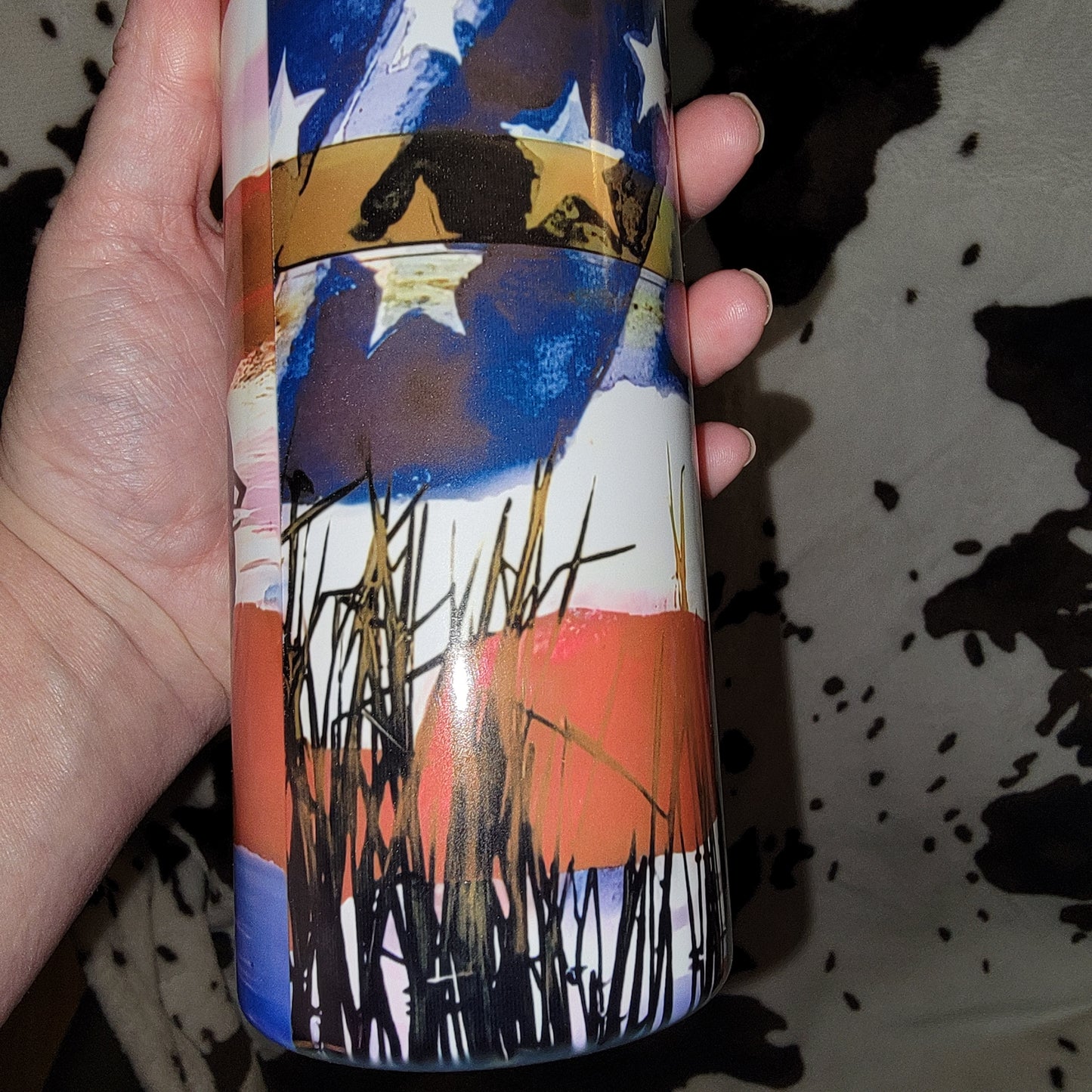 American Flag Fisherman 20oz Skinny Tumbler