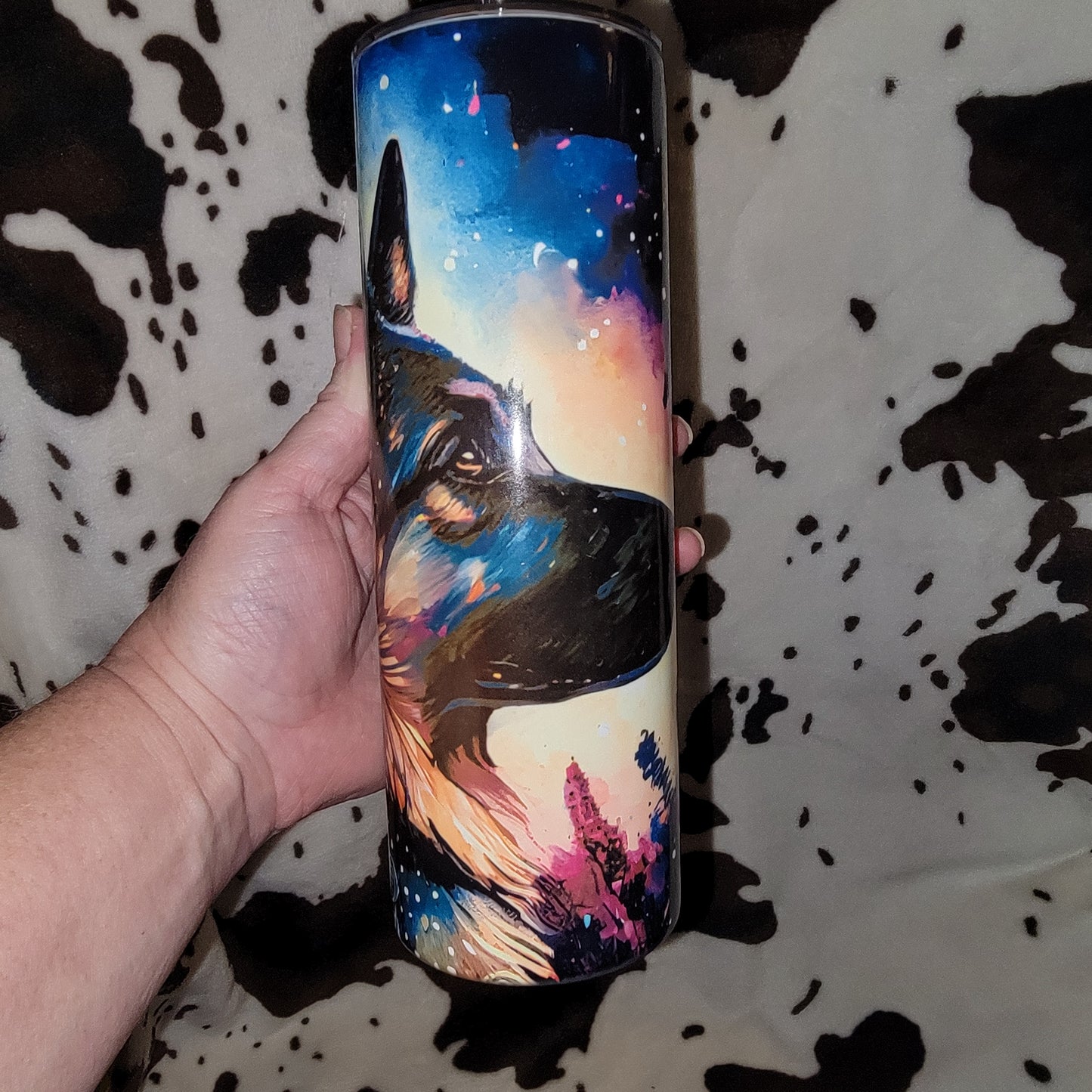 German Shepherd Watercolor 20oz Skinny Tumbler