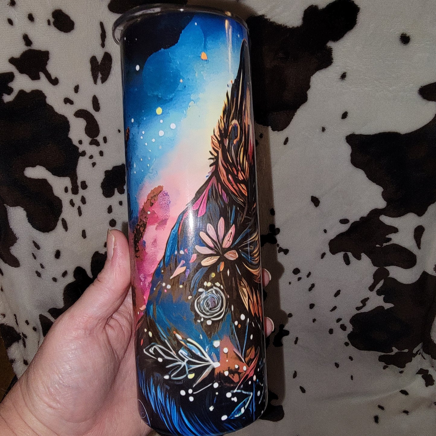 German Shepherd Watercolor 20oz Skinny Tumbler