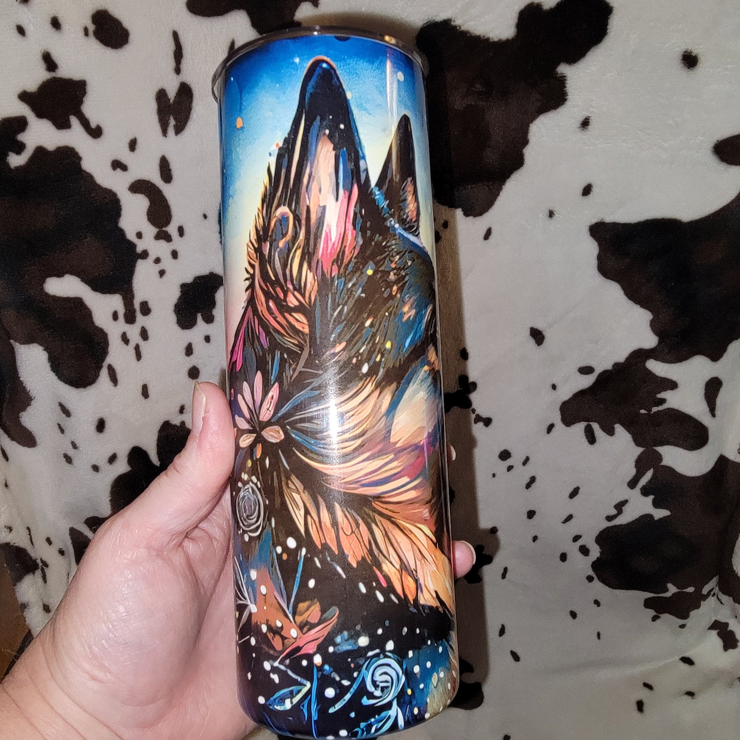 German Shepherd Watercolor 20oz Skinny Tumbler