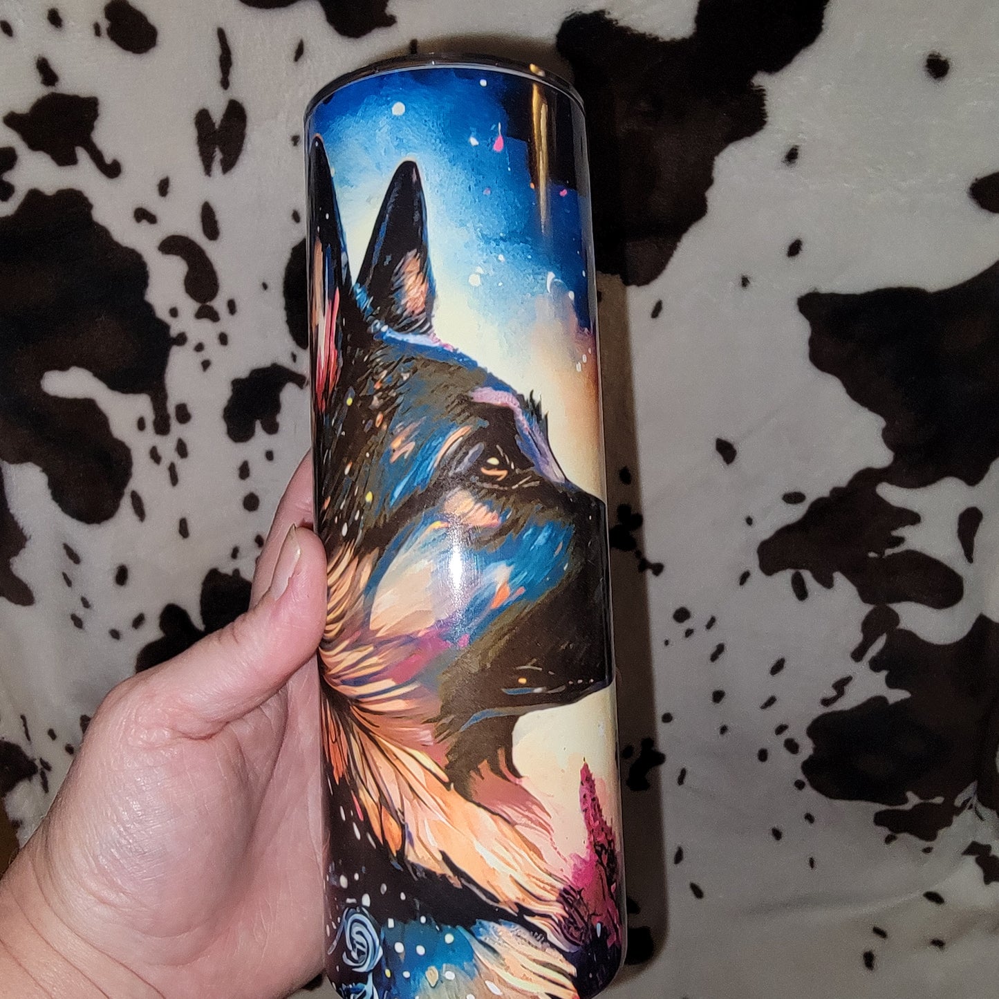 German Shepherd Watercolor 20oz Skinny Tumbler