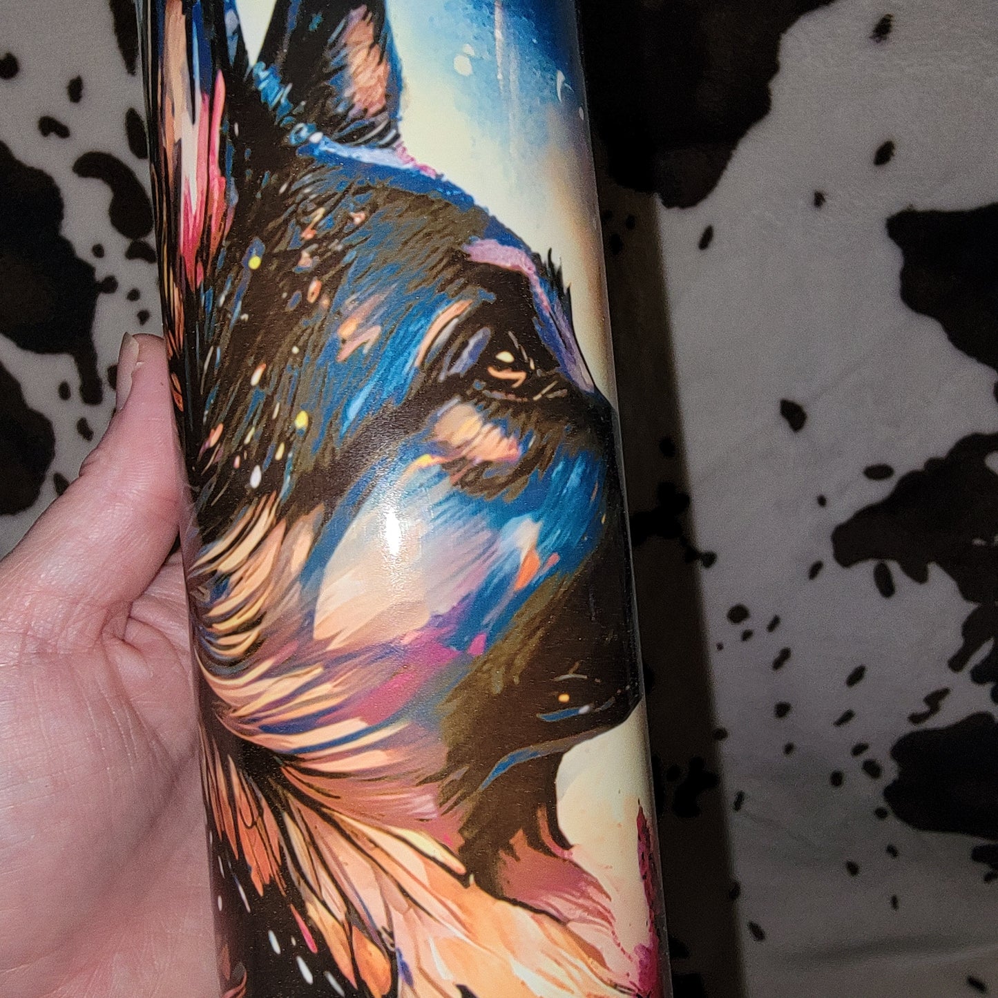 German Shepherd Watercolor 20oz Skinny Tumbler