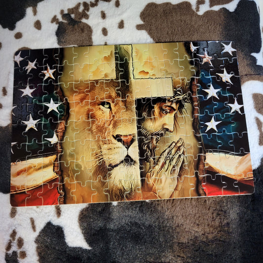 Cross Flag Lion Handmade Jigsaw Puzzle