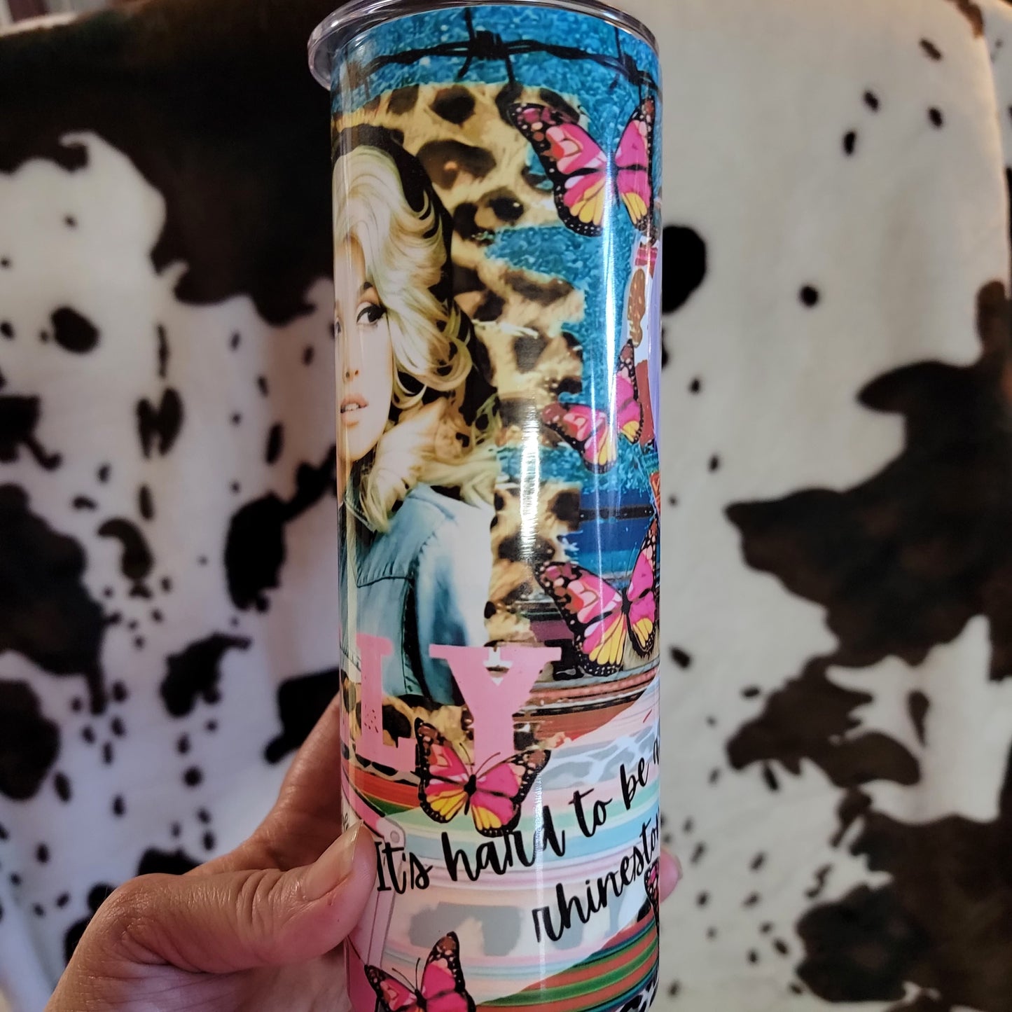 Dolly Parton Collage Country Music Custom 20oz Skinny Tumbler