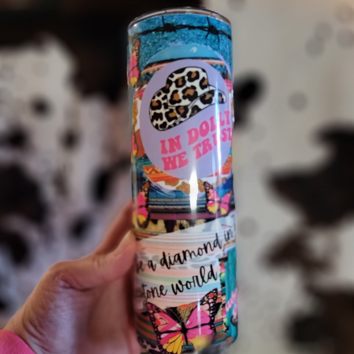 Dolly Parton Collage Country Music Custom 20oz Skinny Tumbler