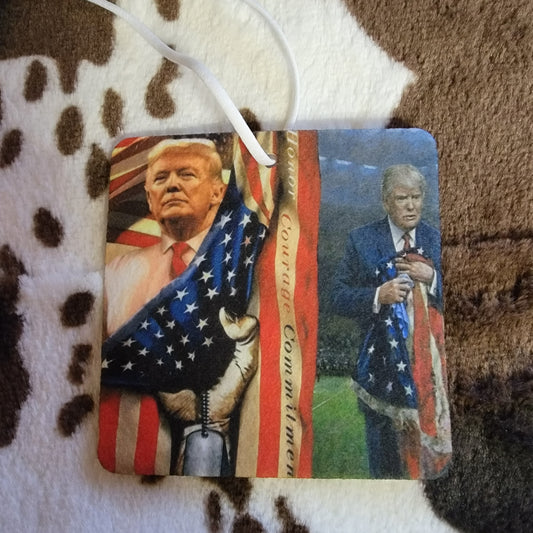 Trump USA Flag Unscented Car Air Freshener