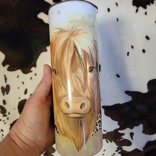 Highland Cow Animal Print 20oz Skinny Tumbler