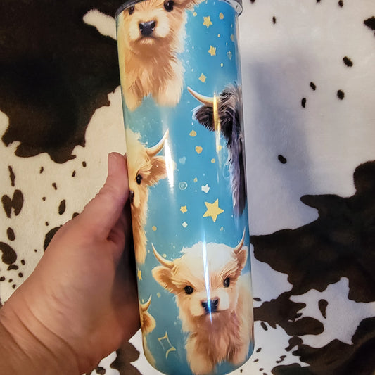 Baby Highland Cow Green 20oz Skinny Tumbler