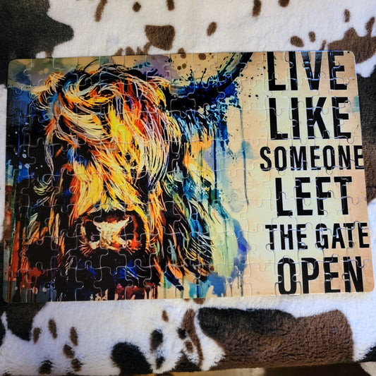 Highland Cow Live Like 120 Piece Handmade Jigsaw Puzzle