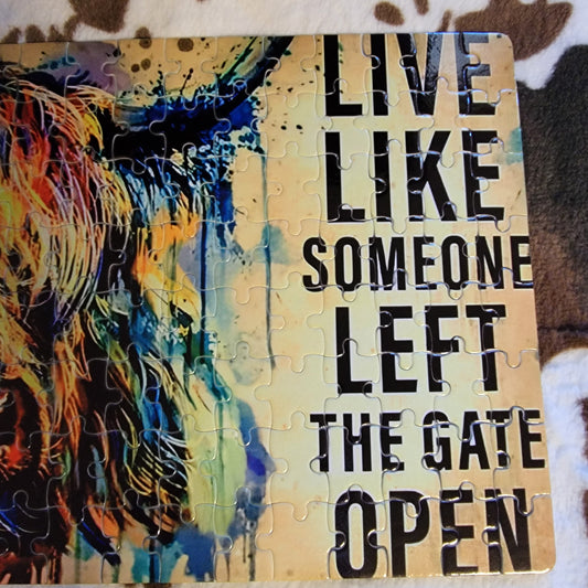 Highland Cow Live Like 120 Piece Handmade Jigsaw Puzzle