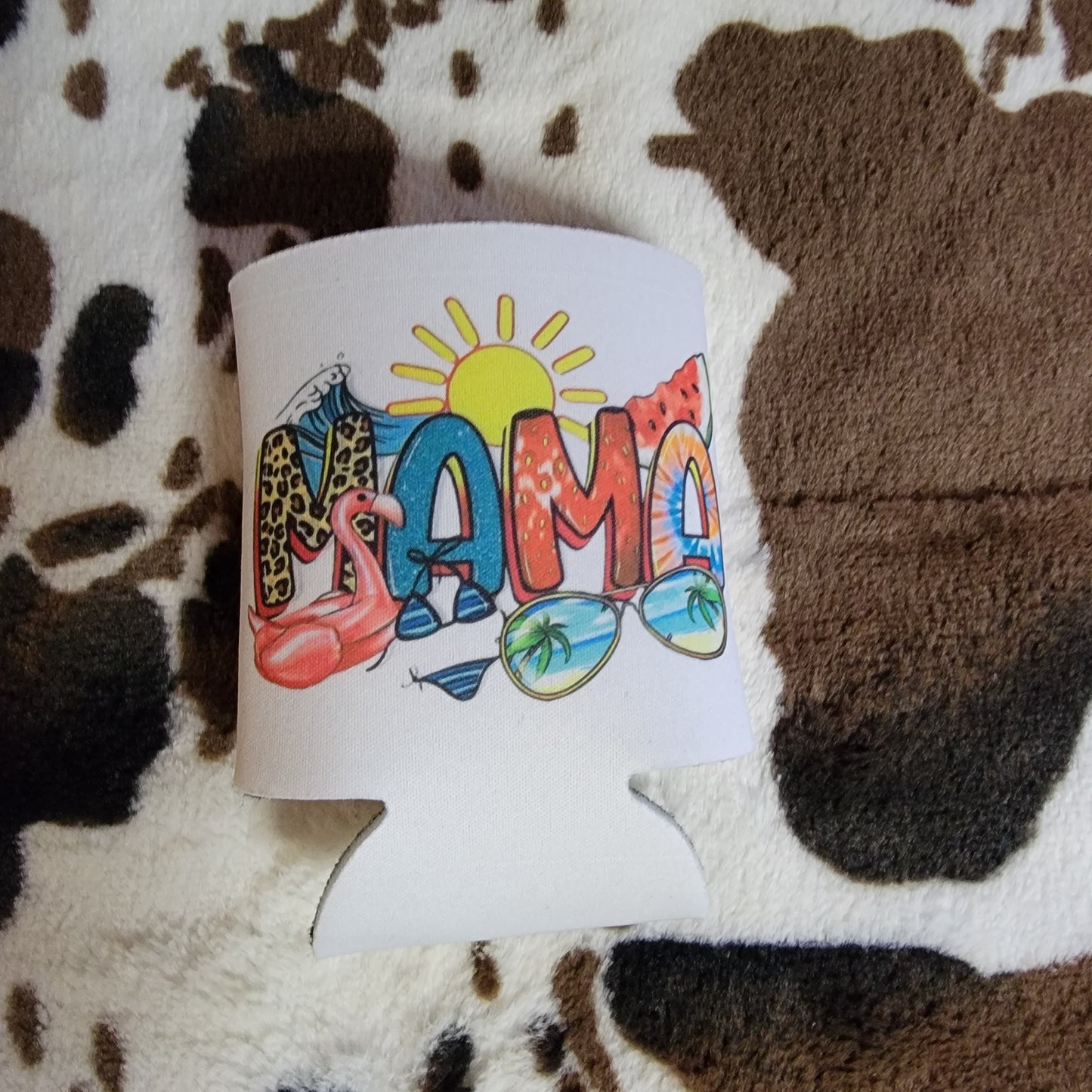 Mama Beach Theme Can Cooler Drink Holder Koozie