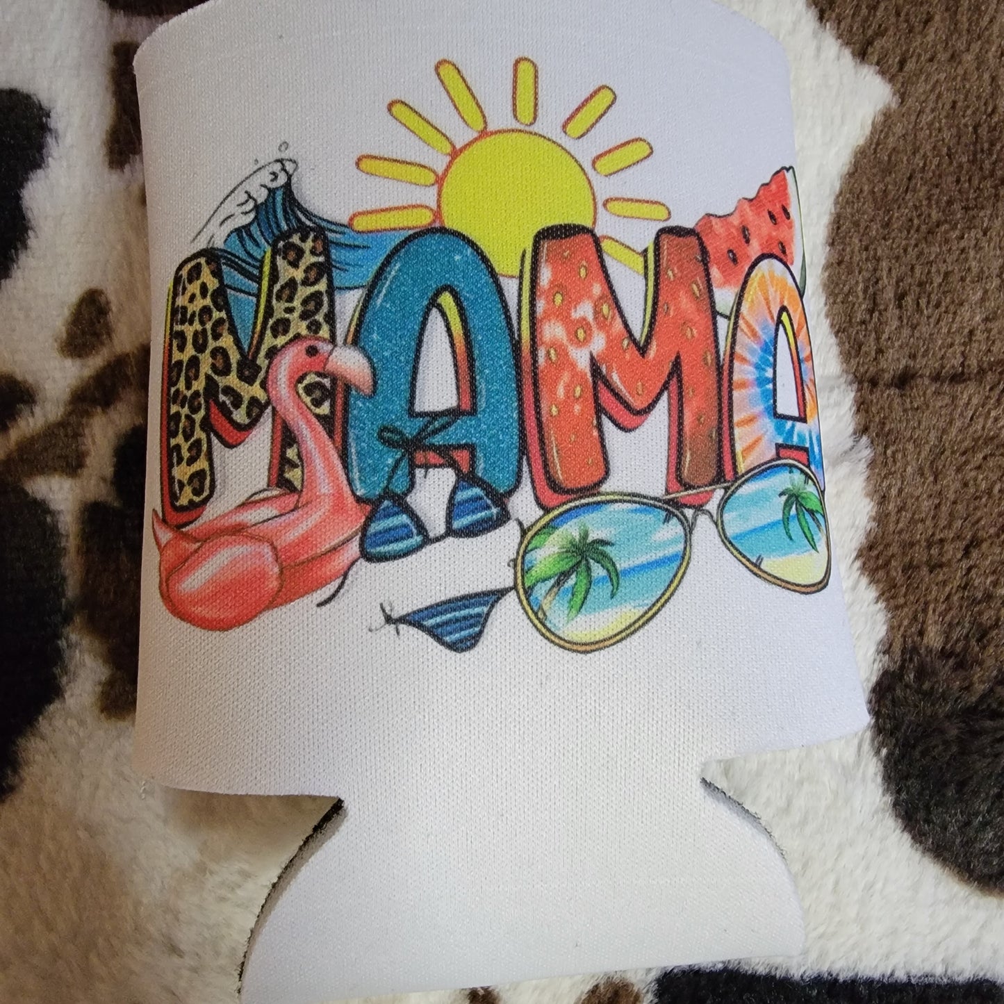 Mama Beach Theme Can Cooler Drink Holder Koozie
