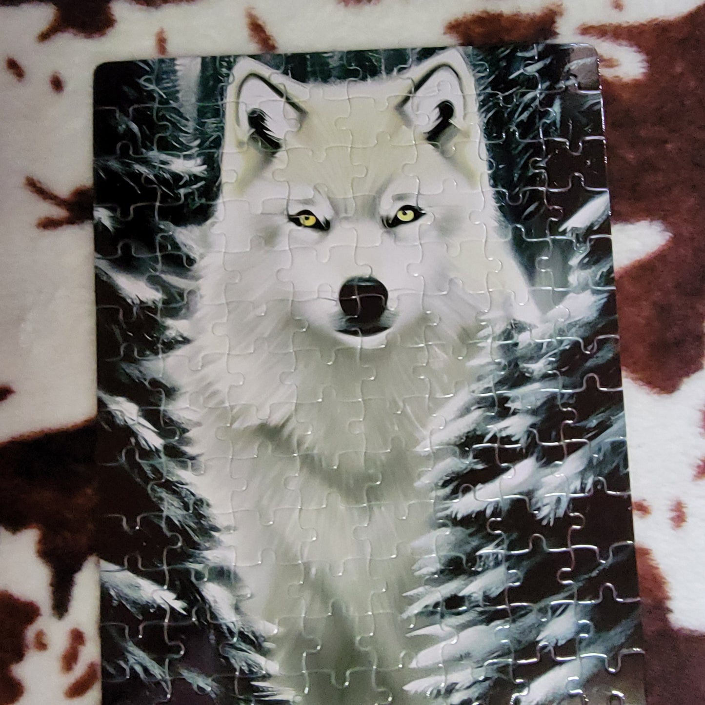 Snowy Wolf 120 PC Handmade Jigsaw Puzzle