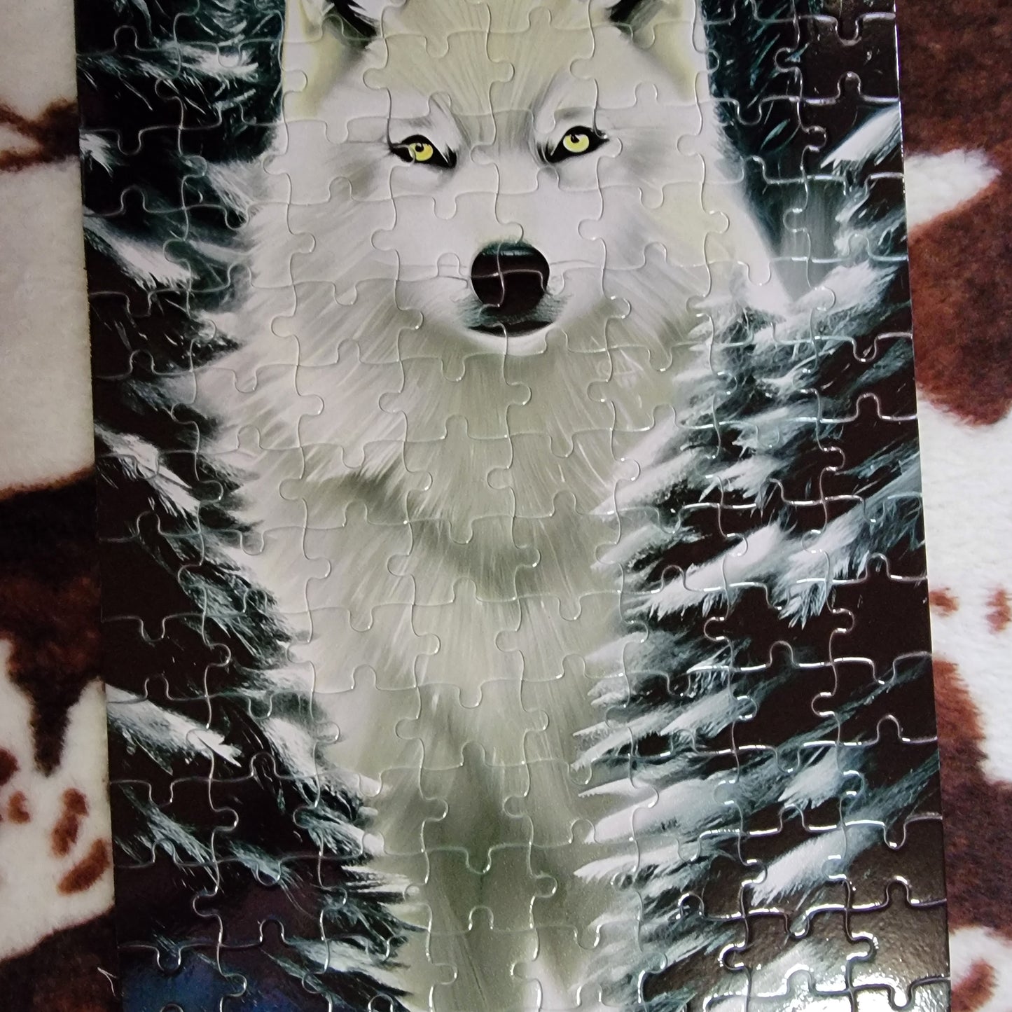 Snowy Wolf 120 PC Handmade Jigsaw Puzzle